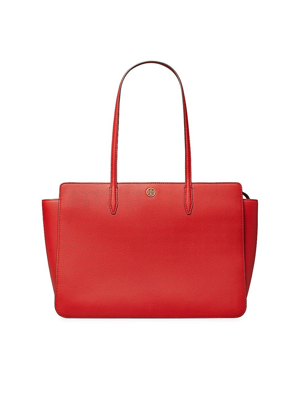 Tory Burch Robinson Pebble Leather Tote in Red Lyst