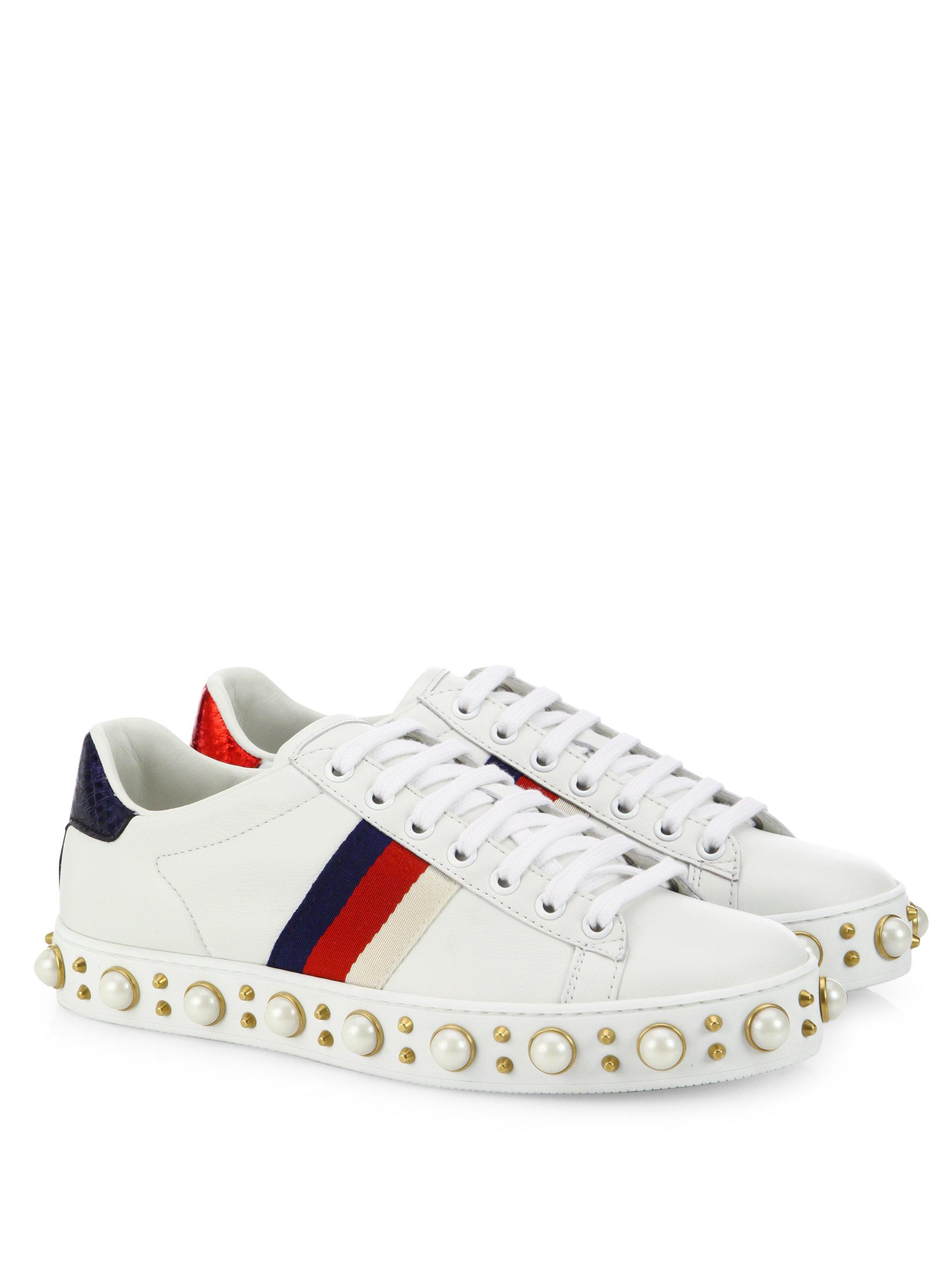 gucci ace sneakers with pearls