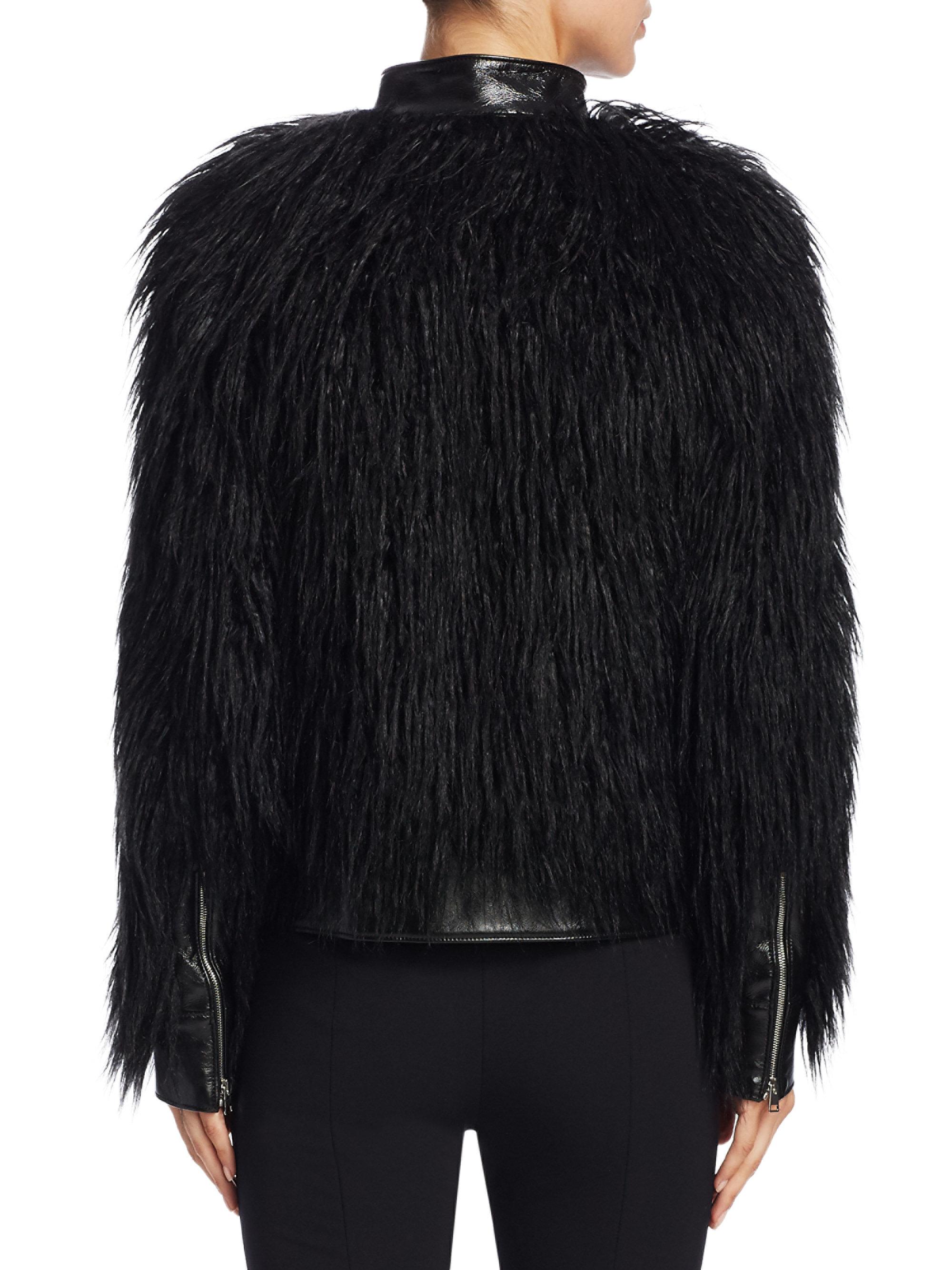 Theory Mongolian Faux Fur Jacket in Black - Lyst