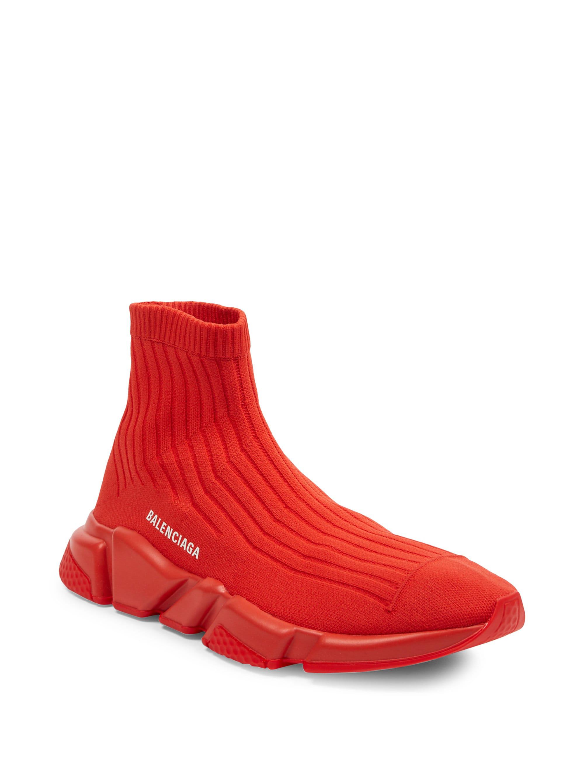 Balenciaga Synthetic Speed Rib Sock Trainers in Red for Men - Lyst
