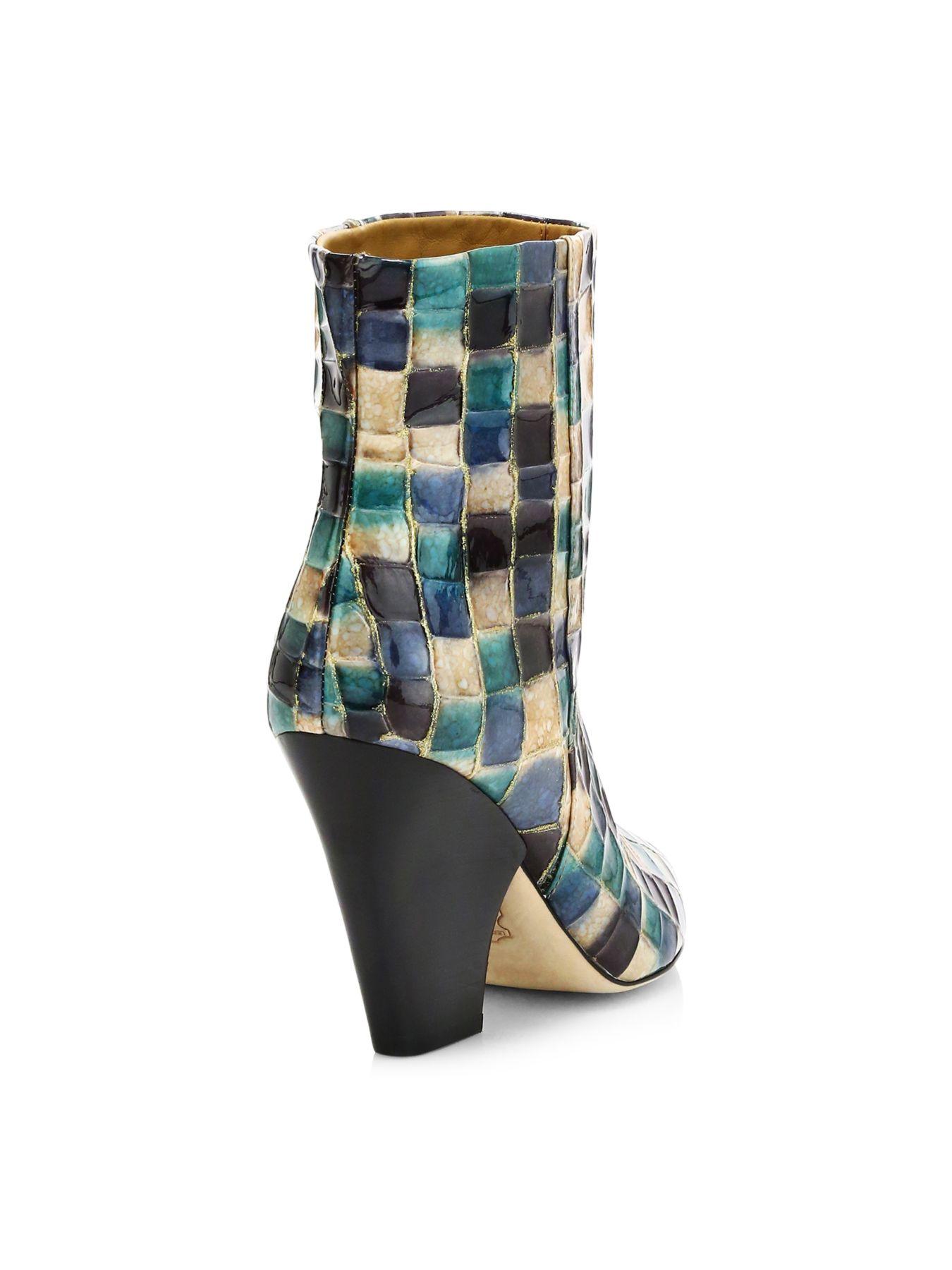 tory burch lila patchwork boot