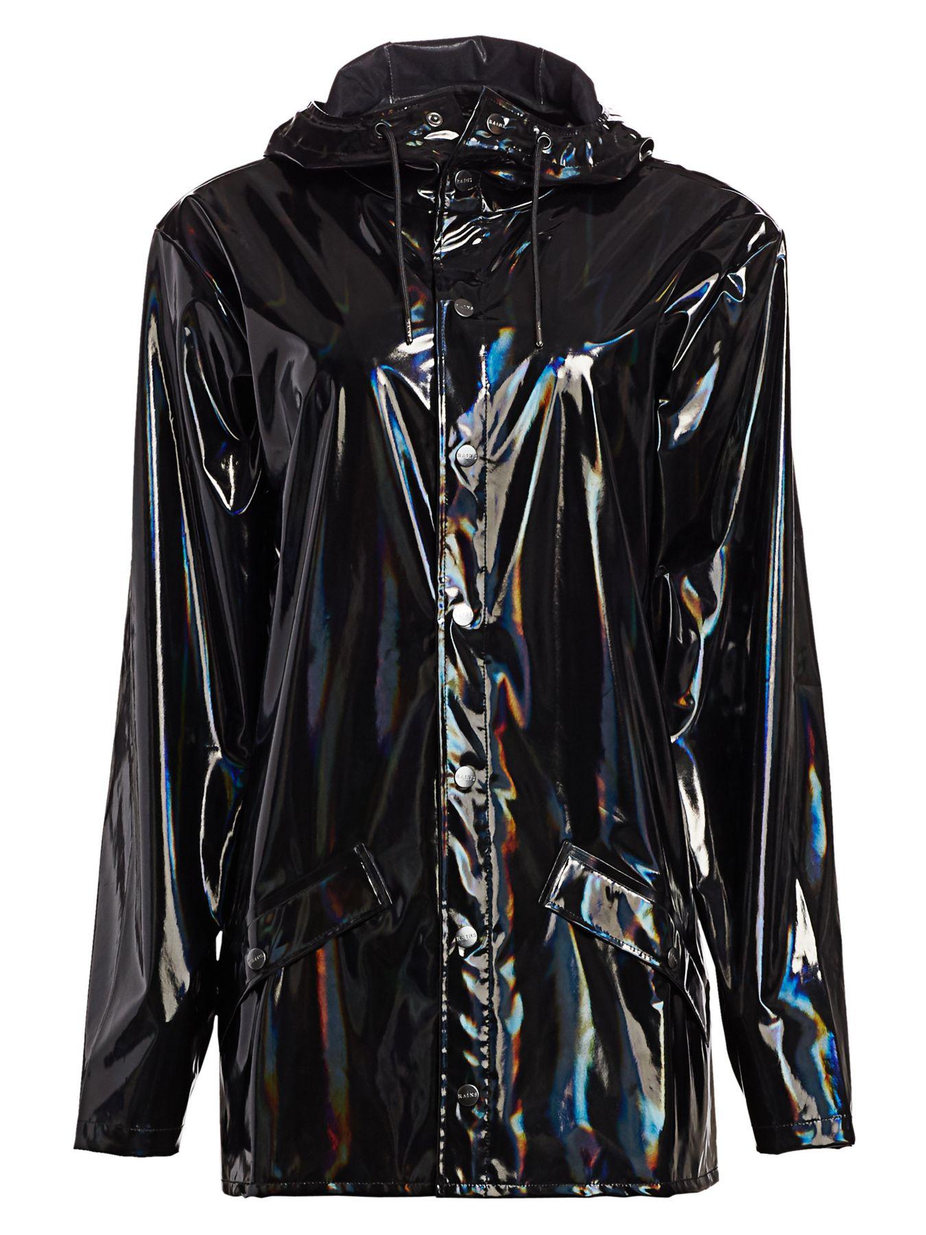 Rains Holographic Glossed-pu Jacket in Black - Save 34% - Lyst