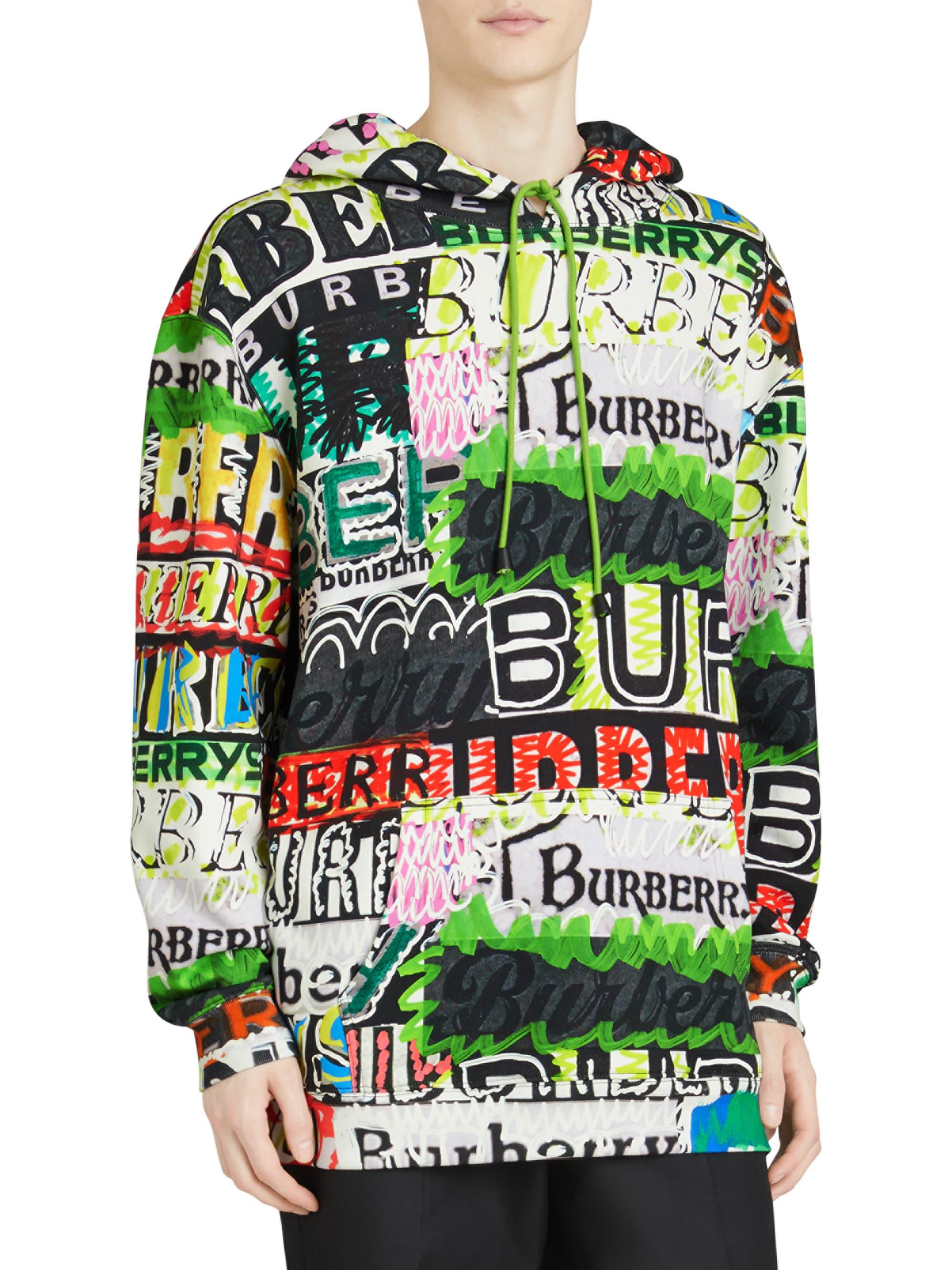 Burberry Harrington Graffiti Hoodie in Bright Green (Green) for Men - Lyst