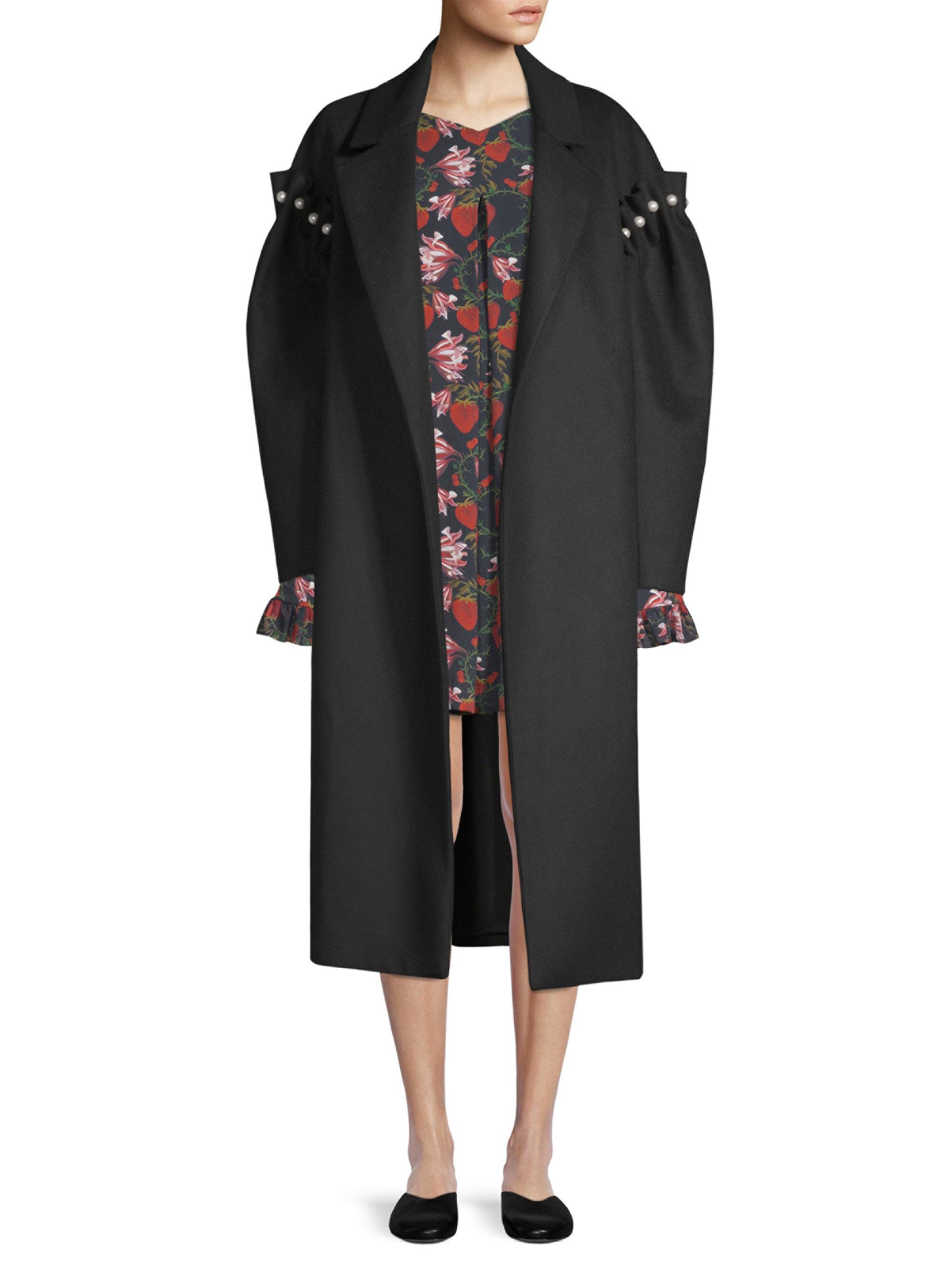 Mother Of Pearl Women's Webb Wool & Pearl Coat - Black - Size Xs - Lyst