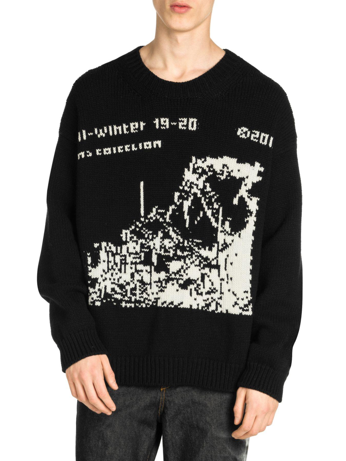 Off-White c/o Virgil Abloh Wool Ruined Factory Knit Sweater in Black White  (Black) for Men - Lyst