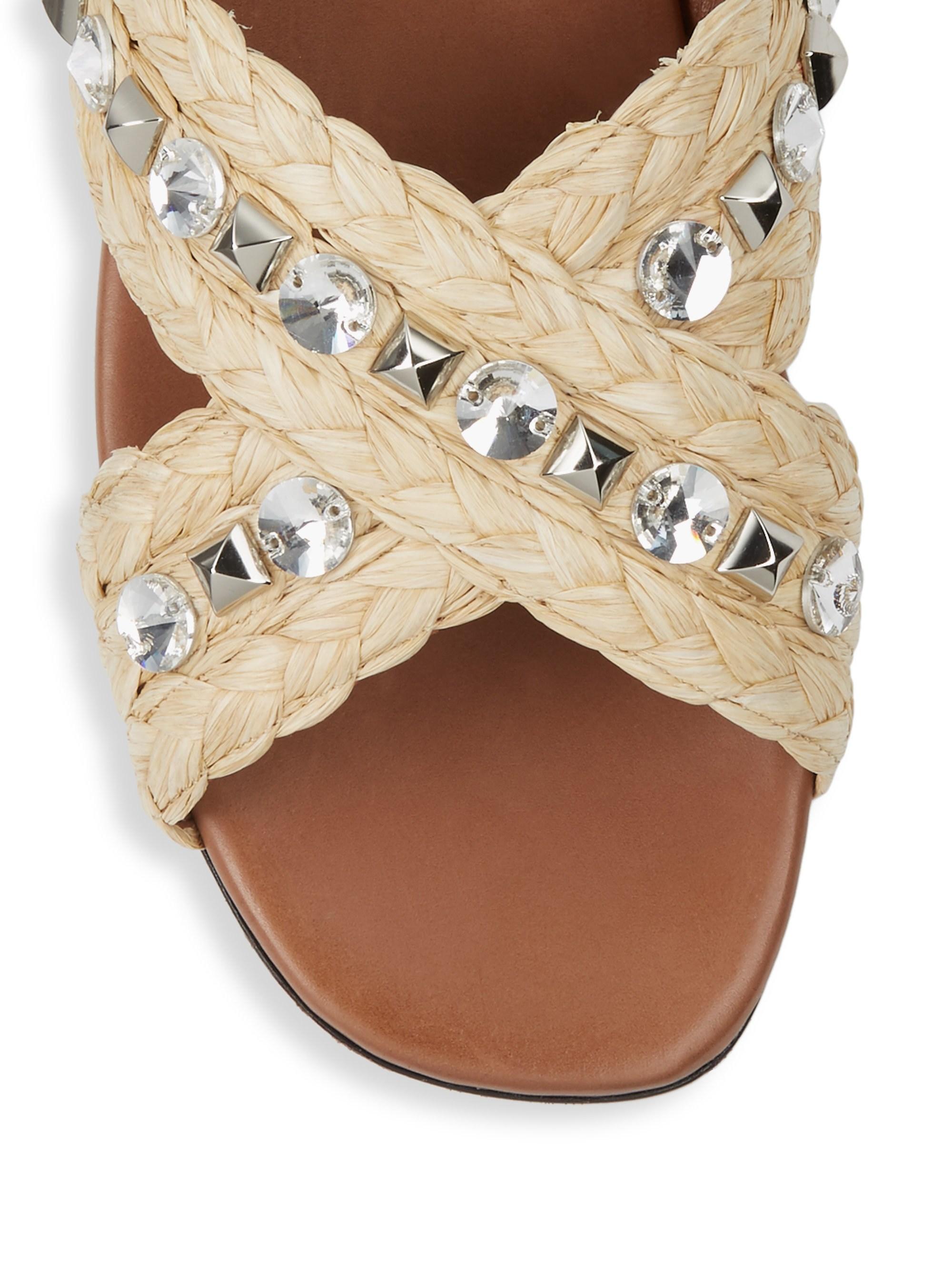 prada raffia bow flat slide sandals