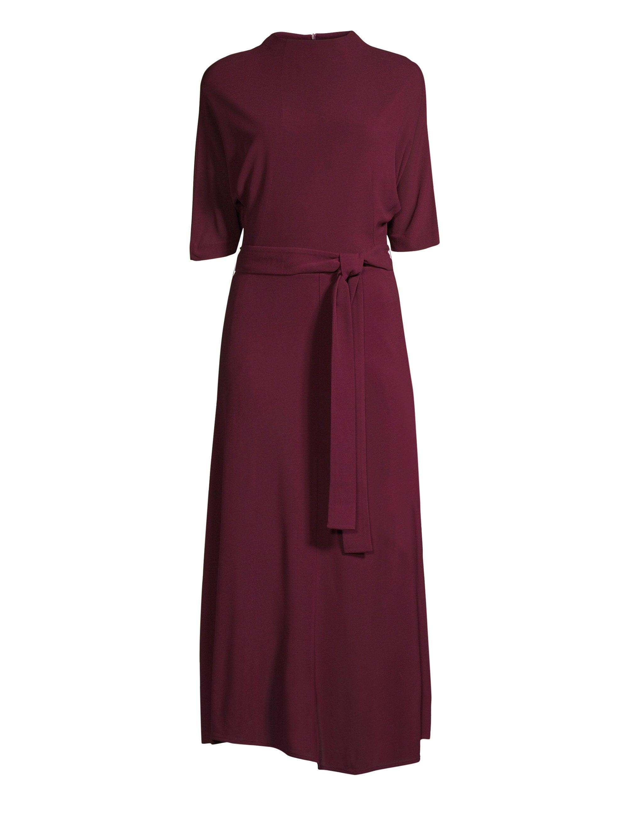 BOSS by HUGO BOSS Eodora Jersey Crepe Belted Mock Neck Dress in Dark Berry  (Purple) - Lyst