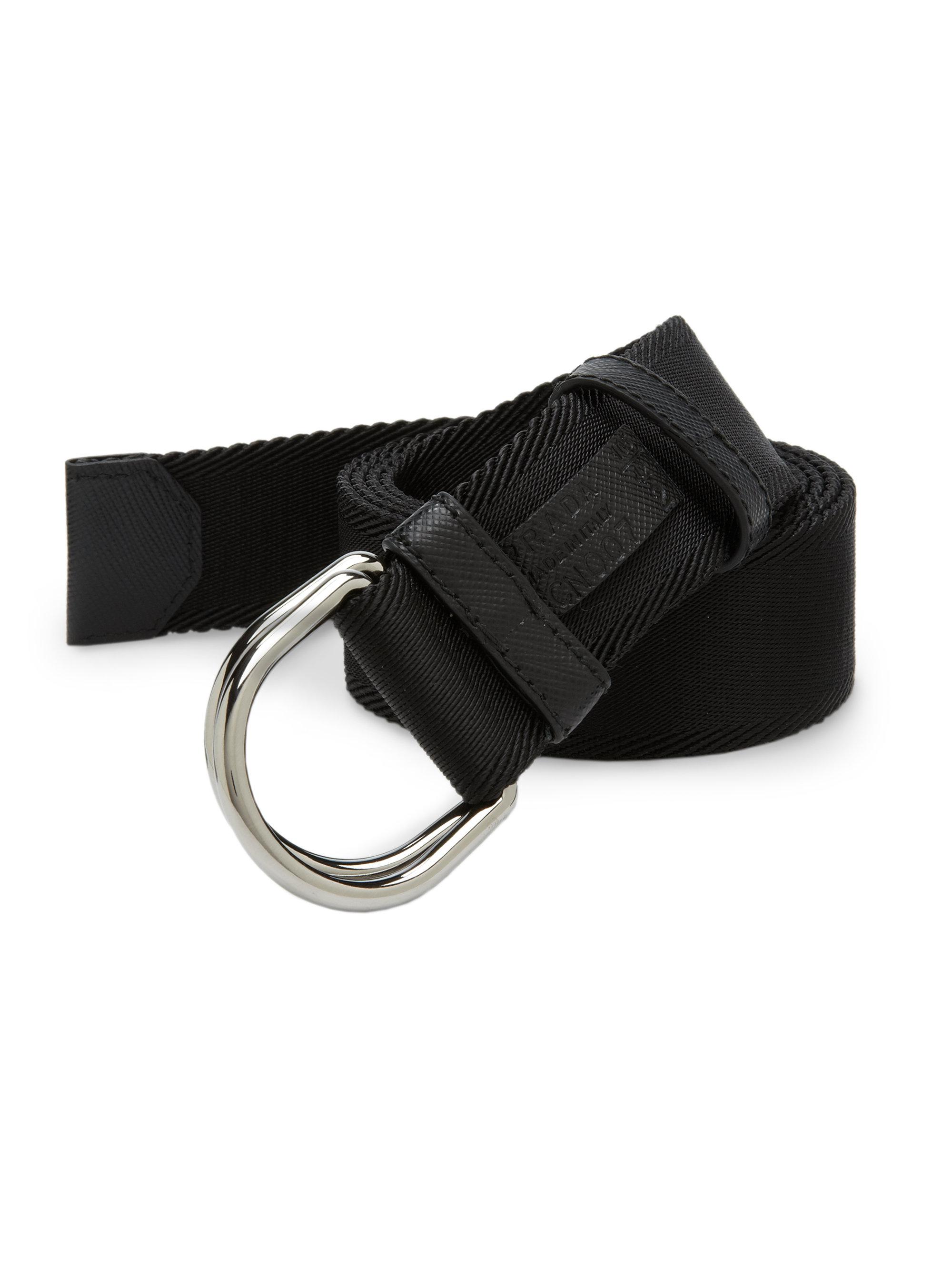 Prada D-ring Nylon Belt in Black for Men | Lyst