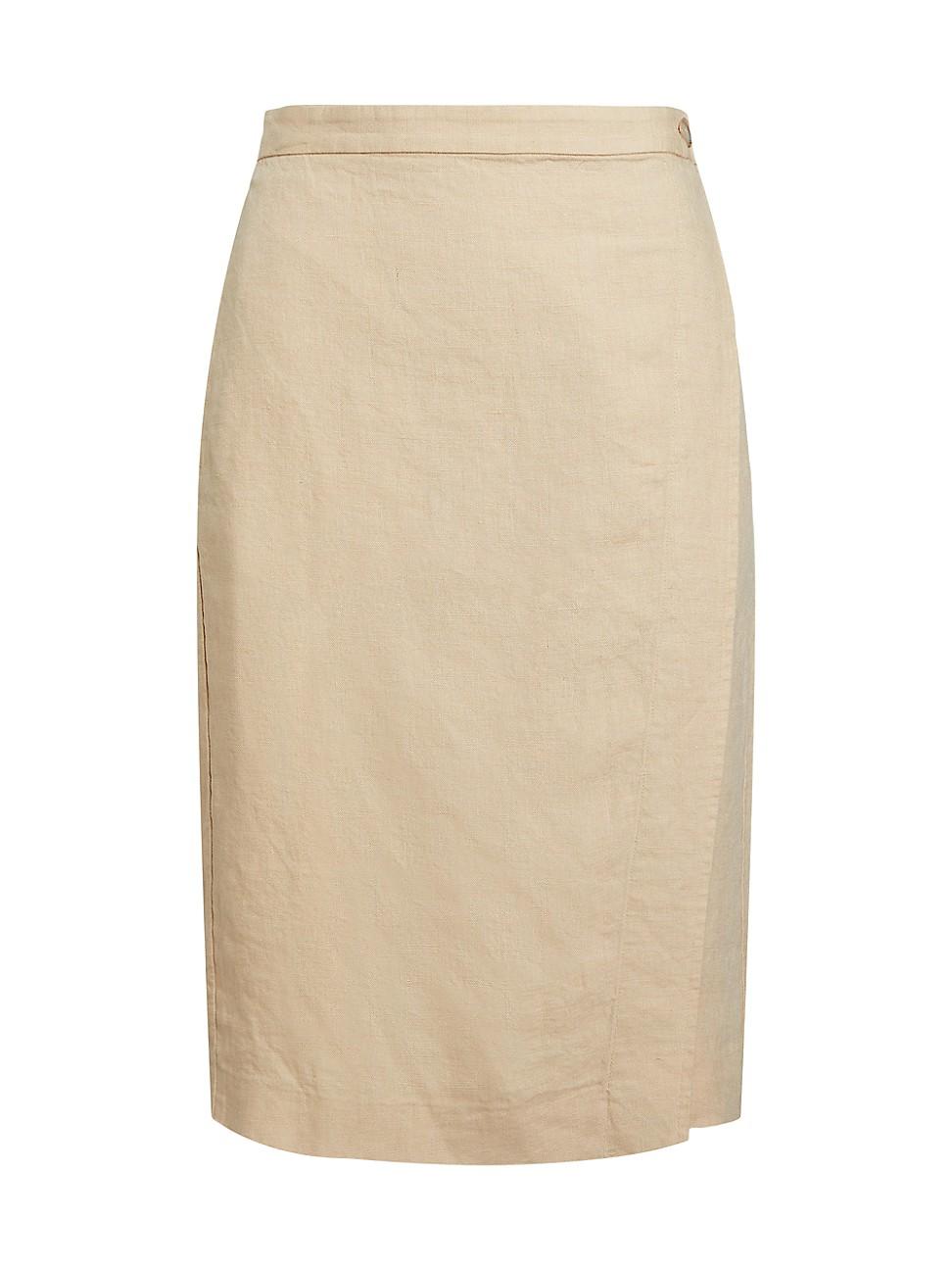 Polo Ralph Lauren Dana Linen Wrap Midi-skirt in Natural | Lyst