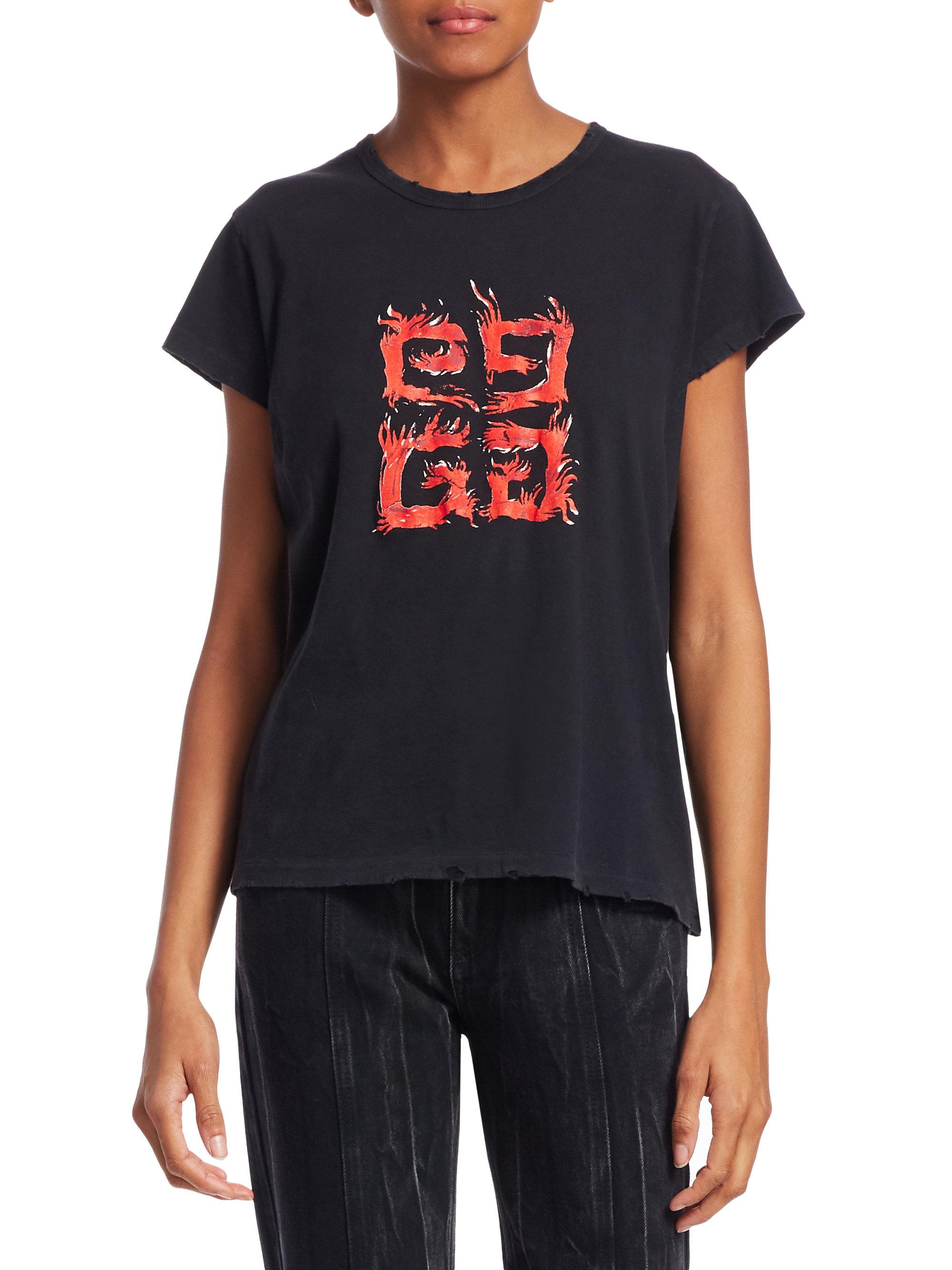 Givenchy Cotton Black T-shirt With Flame Pattern And Logo - Lyst
