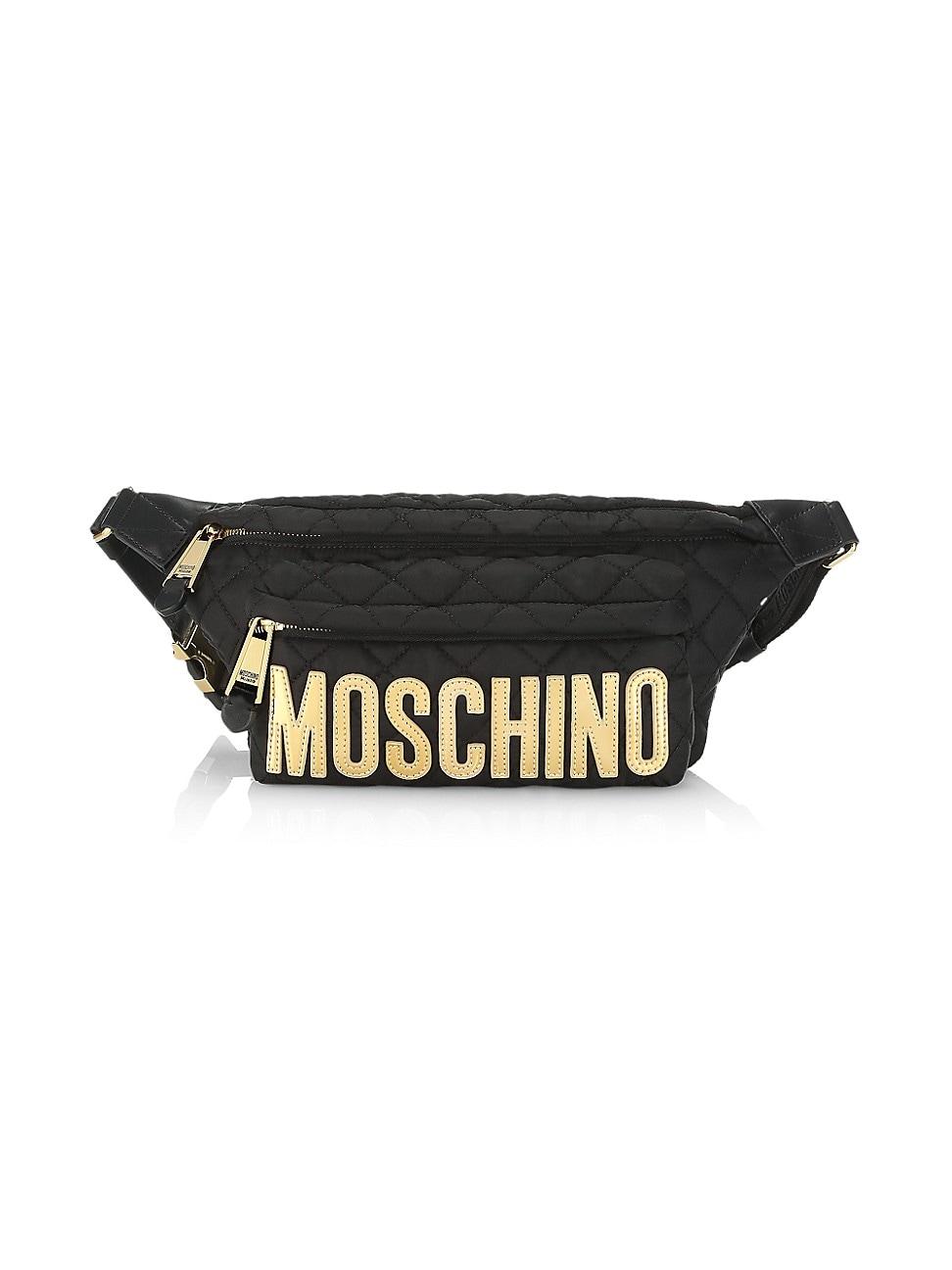 Moschino Logo Nylon Quilted Belt Bag in Black | Lyst