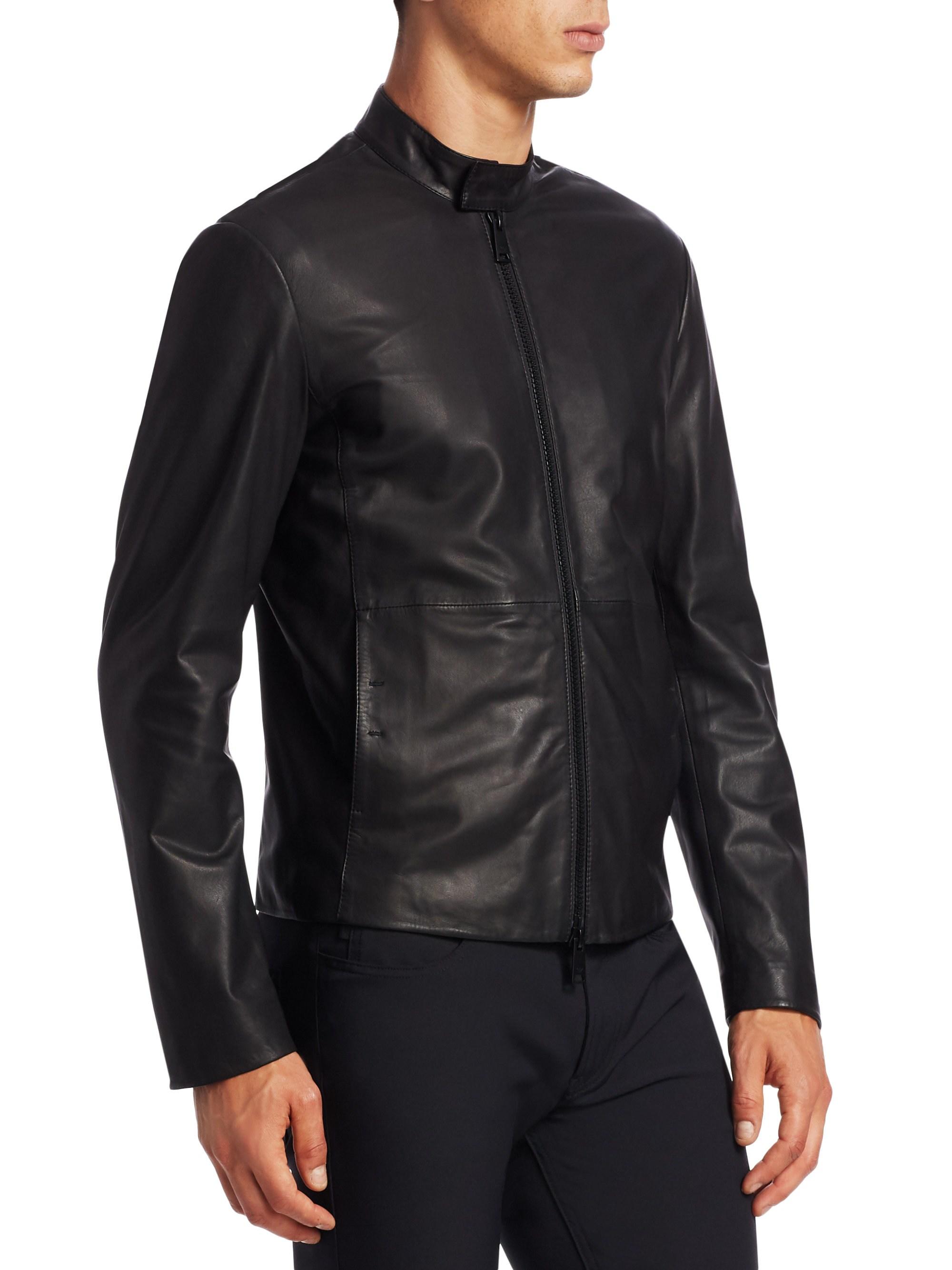 Lyst Emporio Armani Men S Leather Moto Jacket Black Size 54 Lyst Emporio Armani Men S Leather Moto Jacket Black Size 54 44 In For