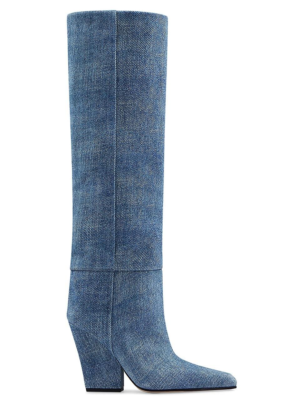 Paris Texas Jane 100mm Denim Kneehigh Boots in Blue Lyst