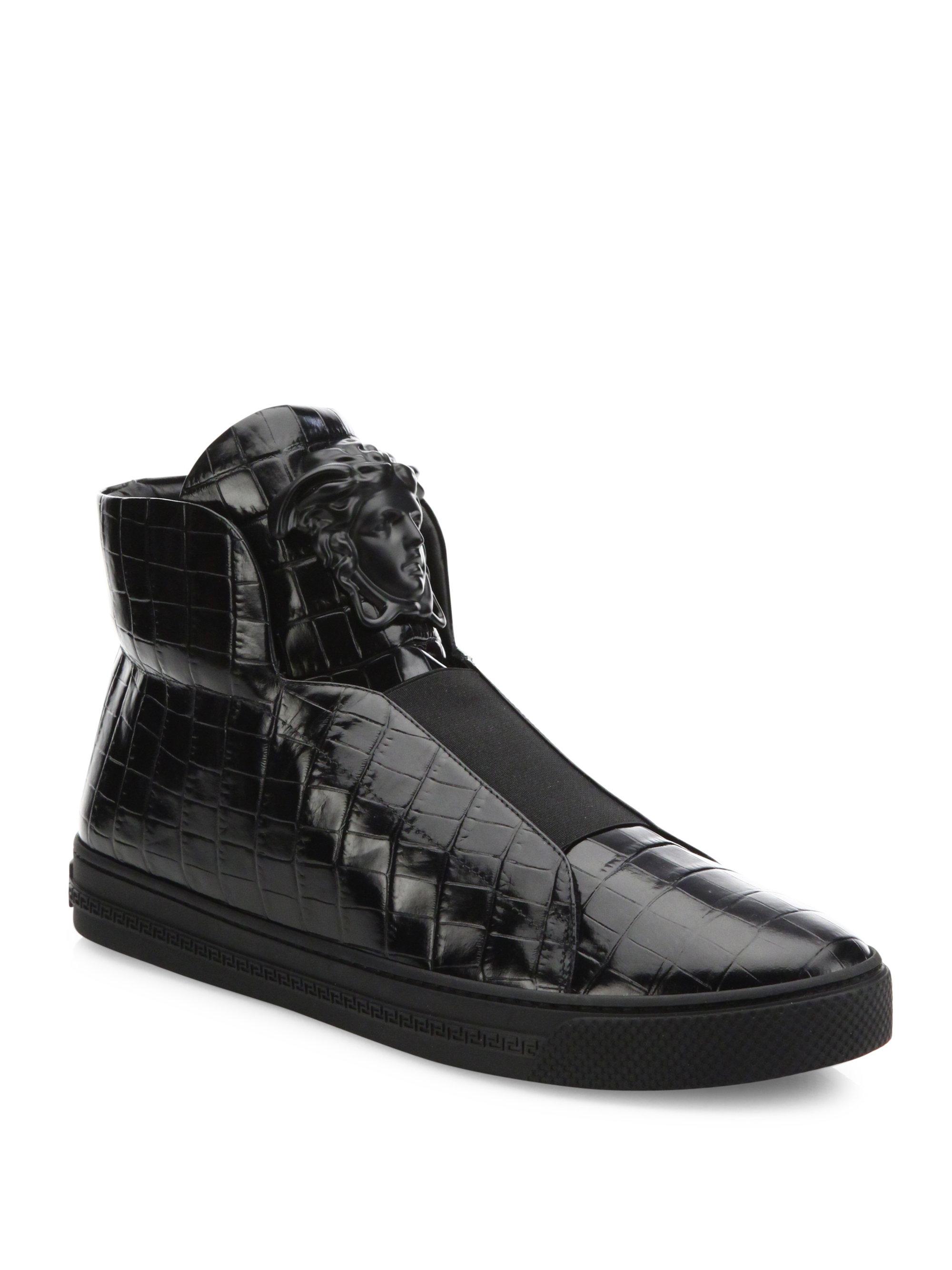 Versace Palazzo Idol Medusa Leather Sneakers in Black for Men | Lyst