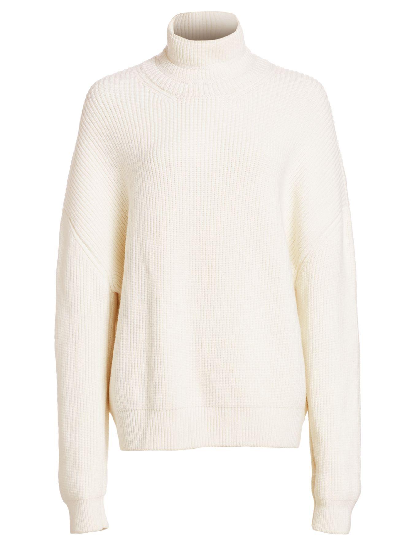 Brandon Maxwell Oversized Wool Rib-knit Turtleneck Sweater in Ivory ...