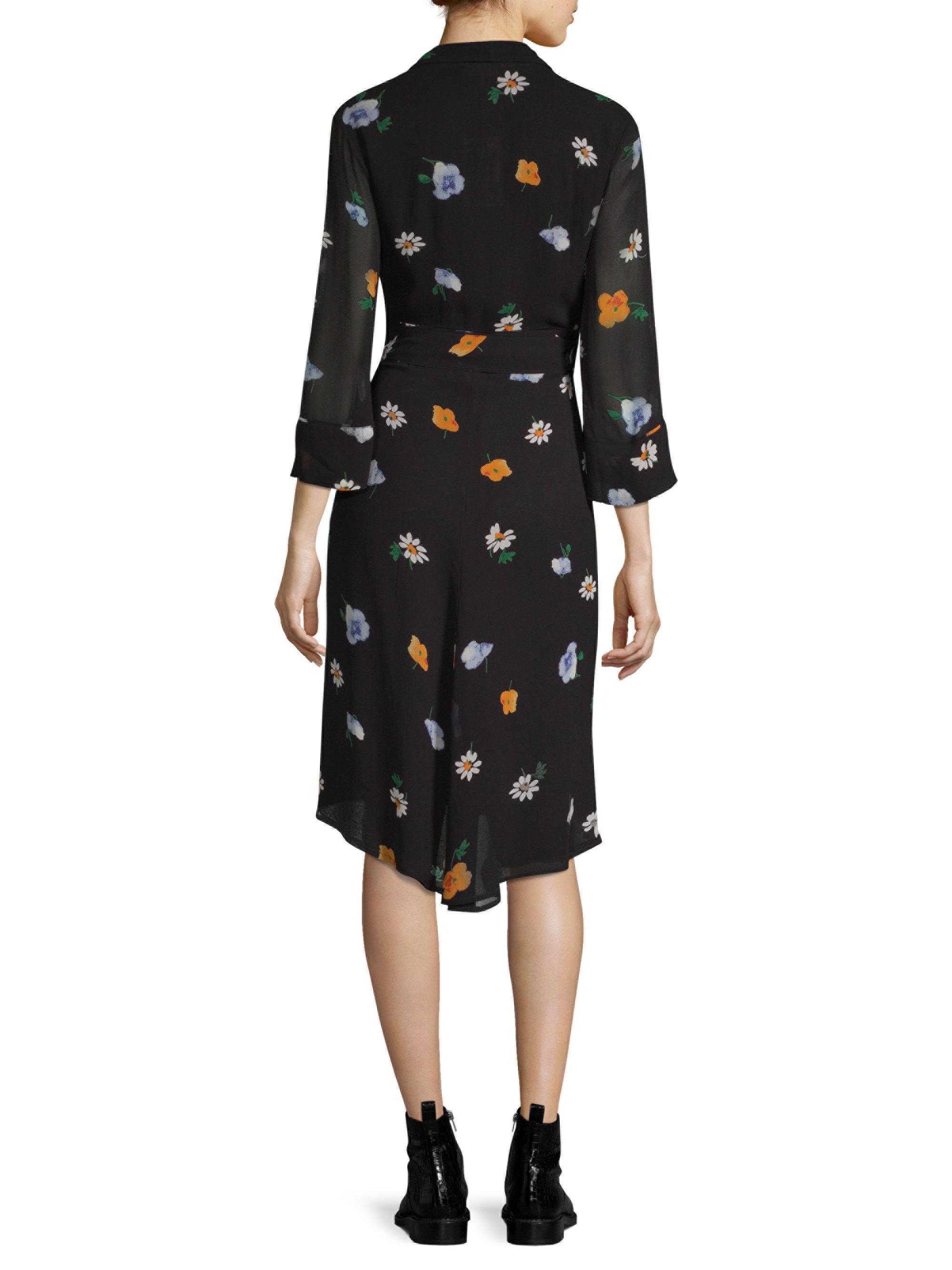 Ganni Dainty Wrap Dress in Black Lyst