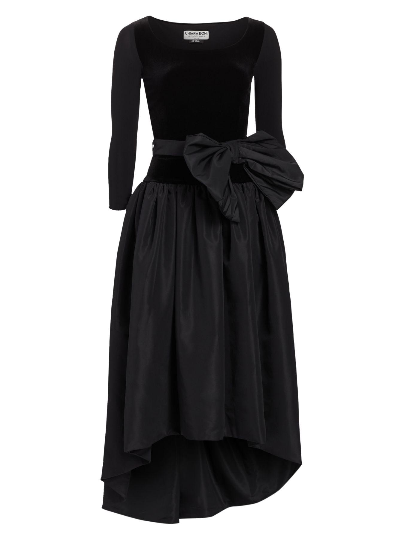 La Petite Robe Di Chiara Boni Doha Velvet & Taffeta Fit-&-flare Dress in  Black | Lyst