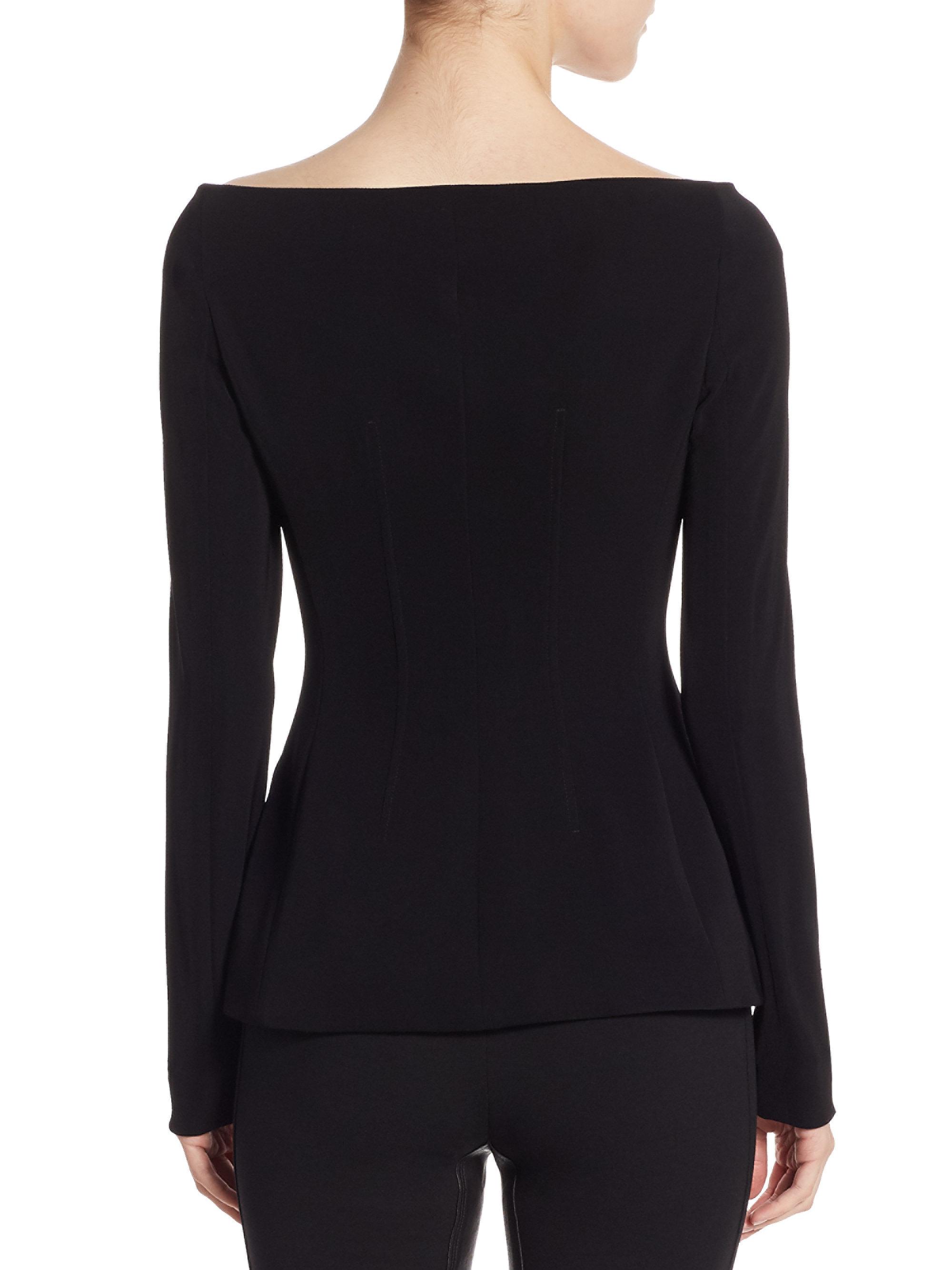 Theory Synthetic Zip Off Shoulder Jacket in Black - Lyst