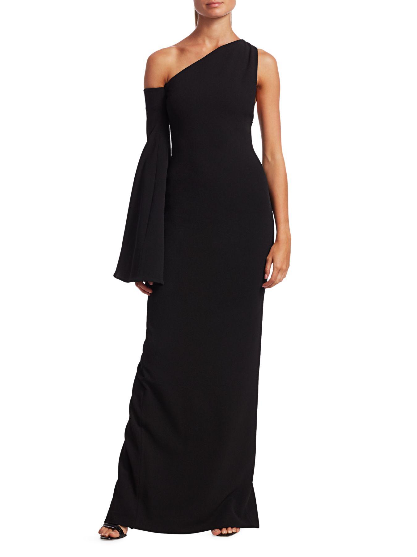 Solace London Synthetic Siara Asymmetric Maxi Dress in Black - Lyst