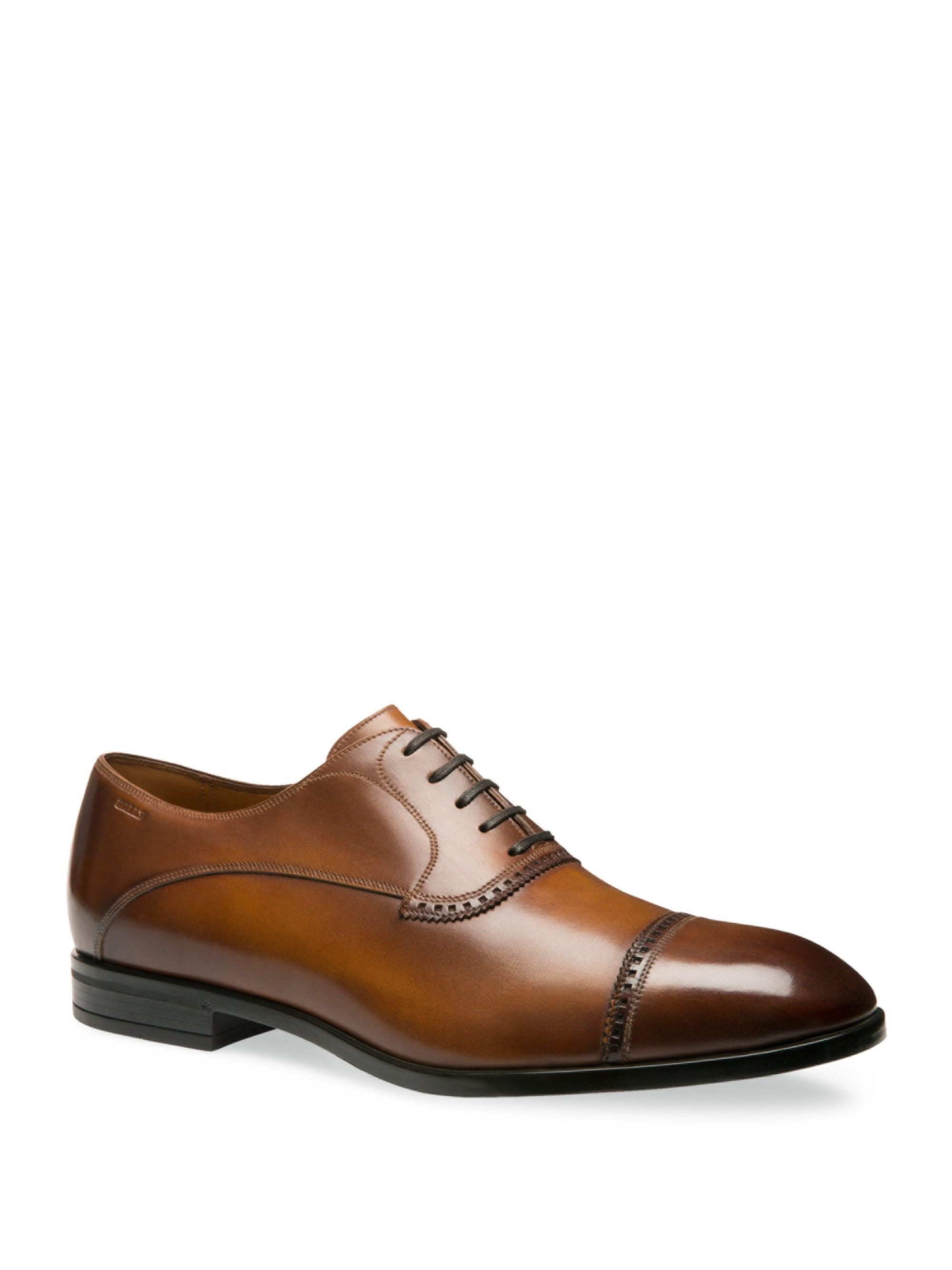 Bally Lamior Cap Toe Leather Dress Shoes in Caramel (Brown Bally Lamior Cap Toe Leather Dress Shoes in Caramel (Brown