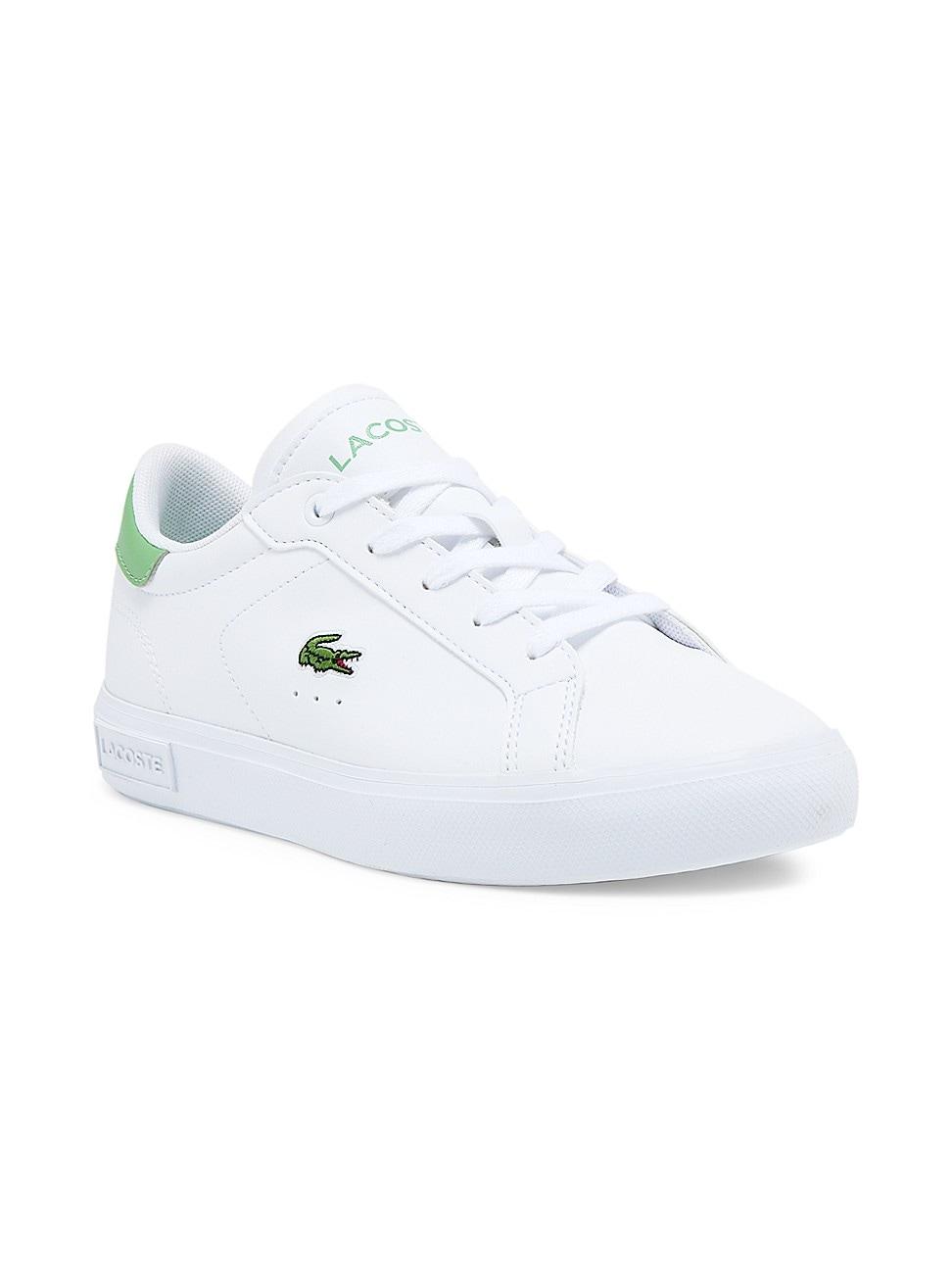 Lacoste Synthetic Little Kid's & Kid's Powercourt Sneakers in White Light  Green (White) | Lyst