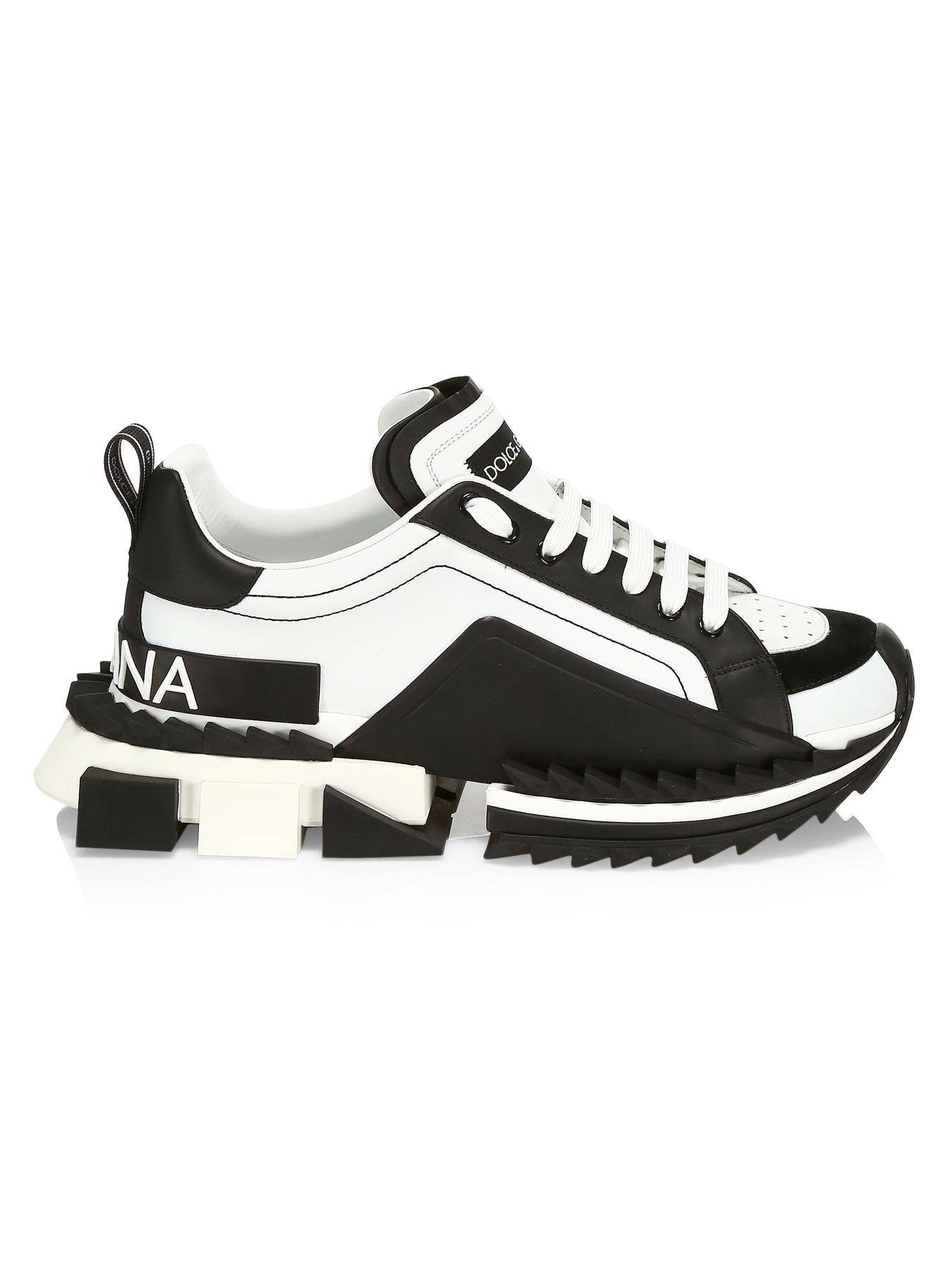 Dolce & Gabbana Leather Super King Chunky Sneakers in White Black ...