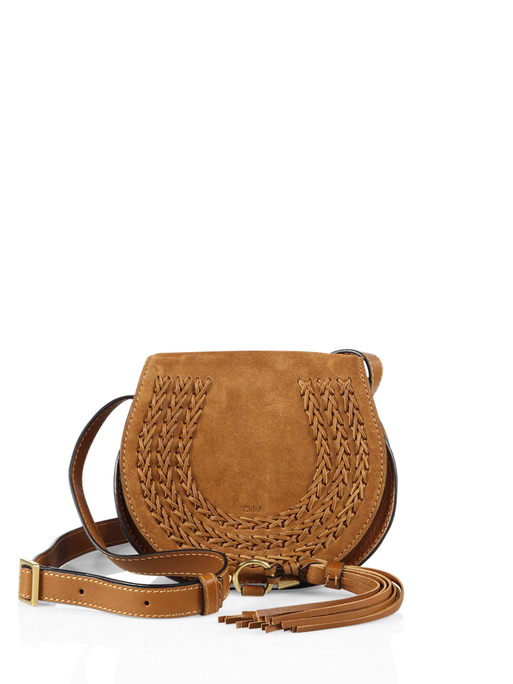 Chloé Marcie Small Suede Saddle Crossbody Bag In Brown Lyst