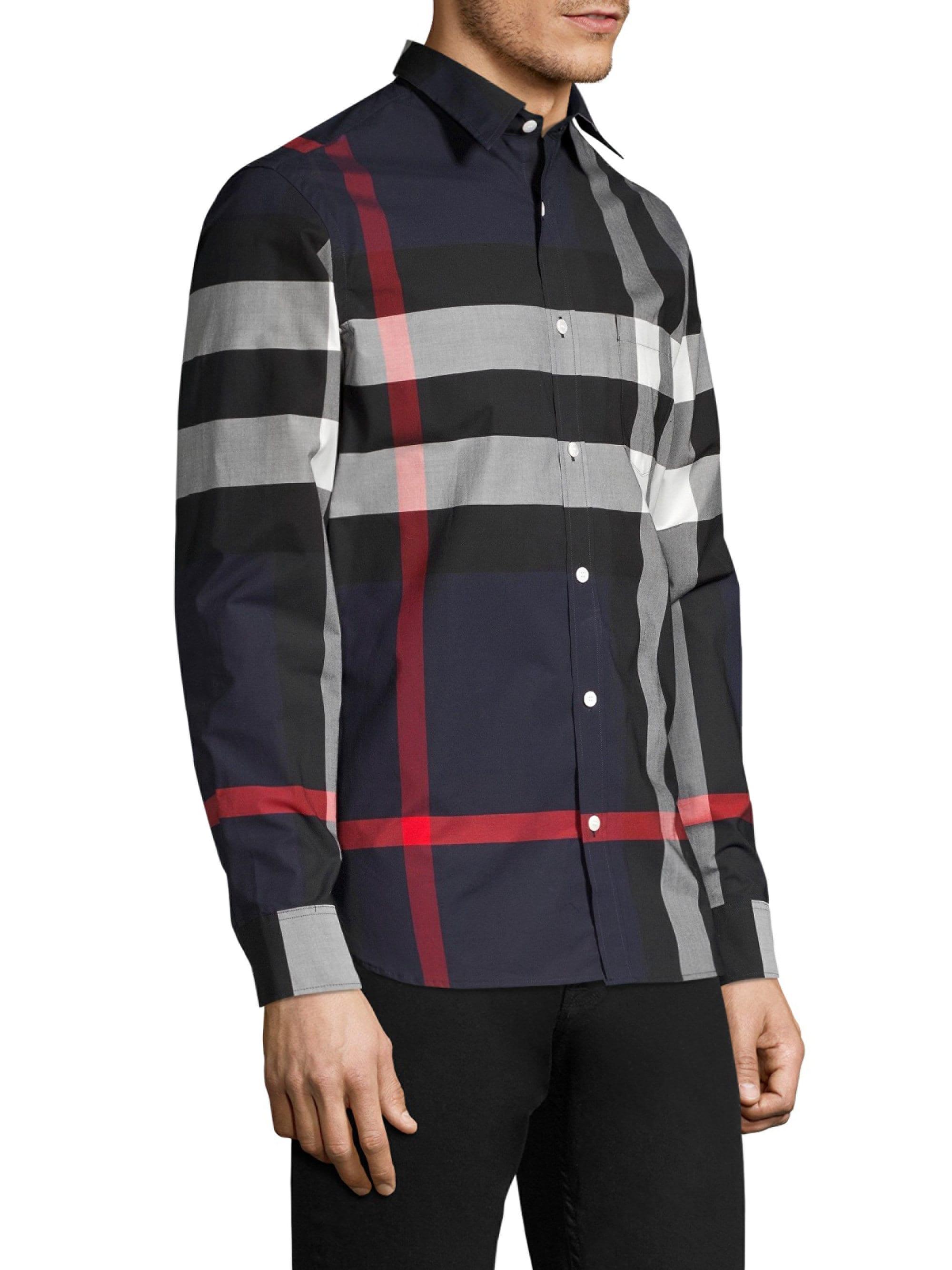 Lyst - Burberry Men's Relax-fit Giant Exploded Check Core Stretch Woven ...
