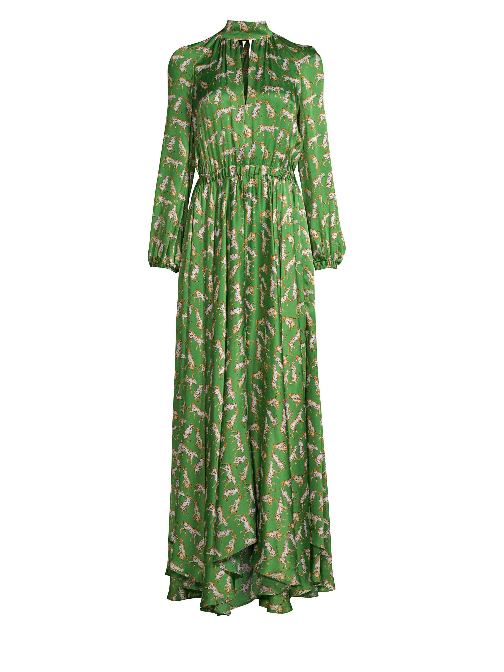 green cheetah dress