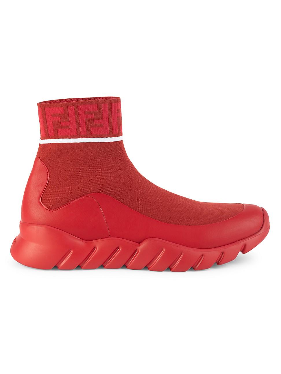 Fantasi Etna uberørt Fendi Logo Sock Runners in Red for Men | Lyst