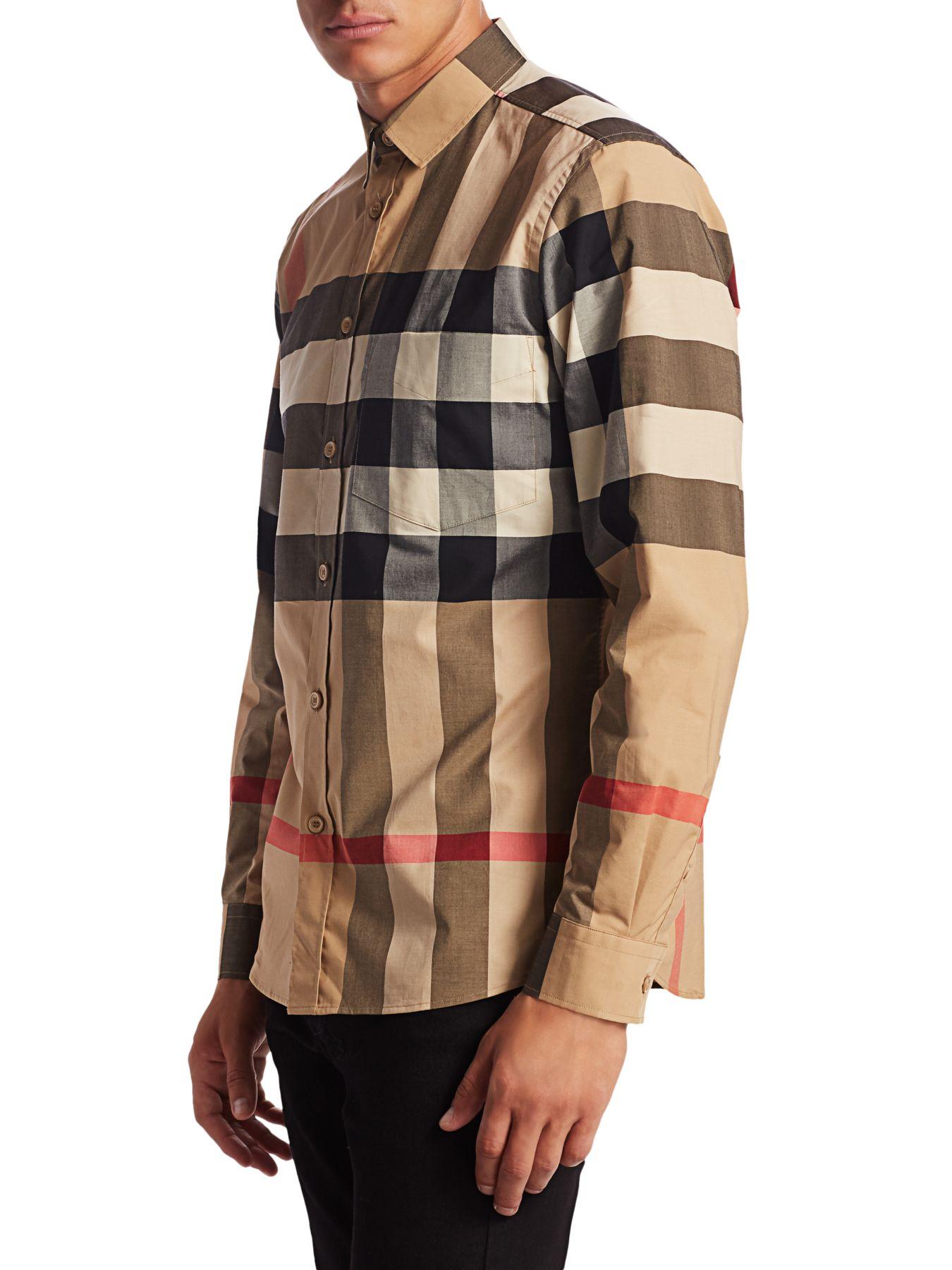 Burberry Cotton Shirt in Beige (Natural) for Men - Save 9% - Lyst