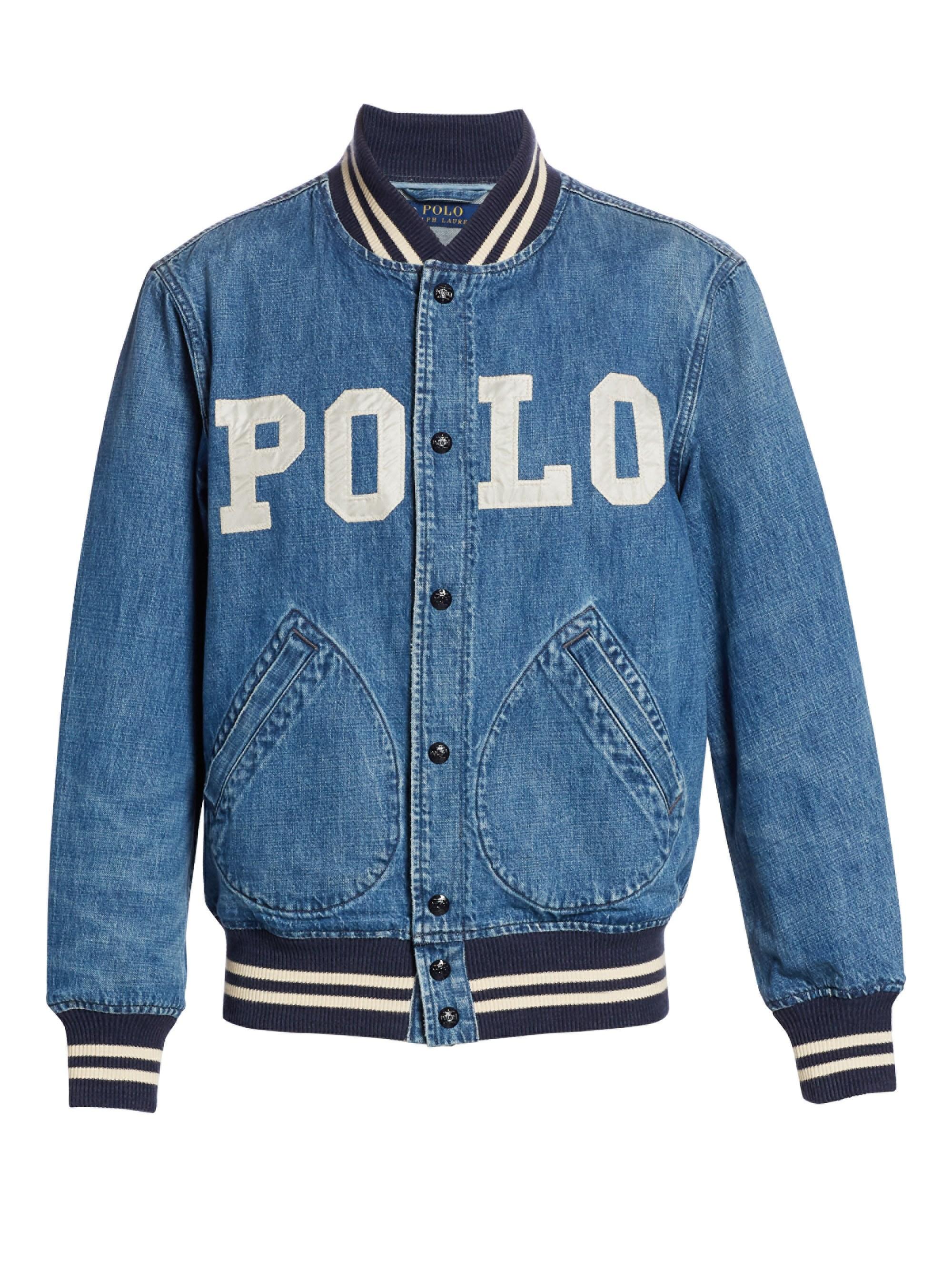 polo denim varsity jacket