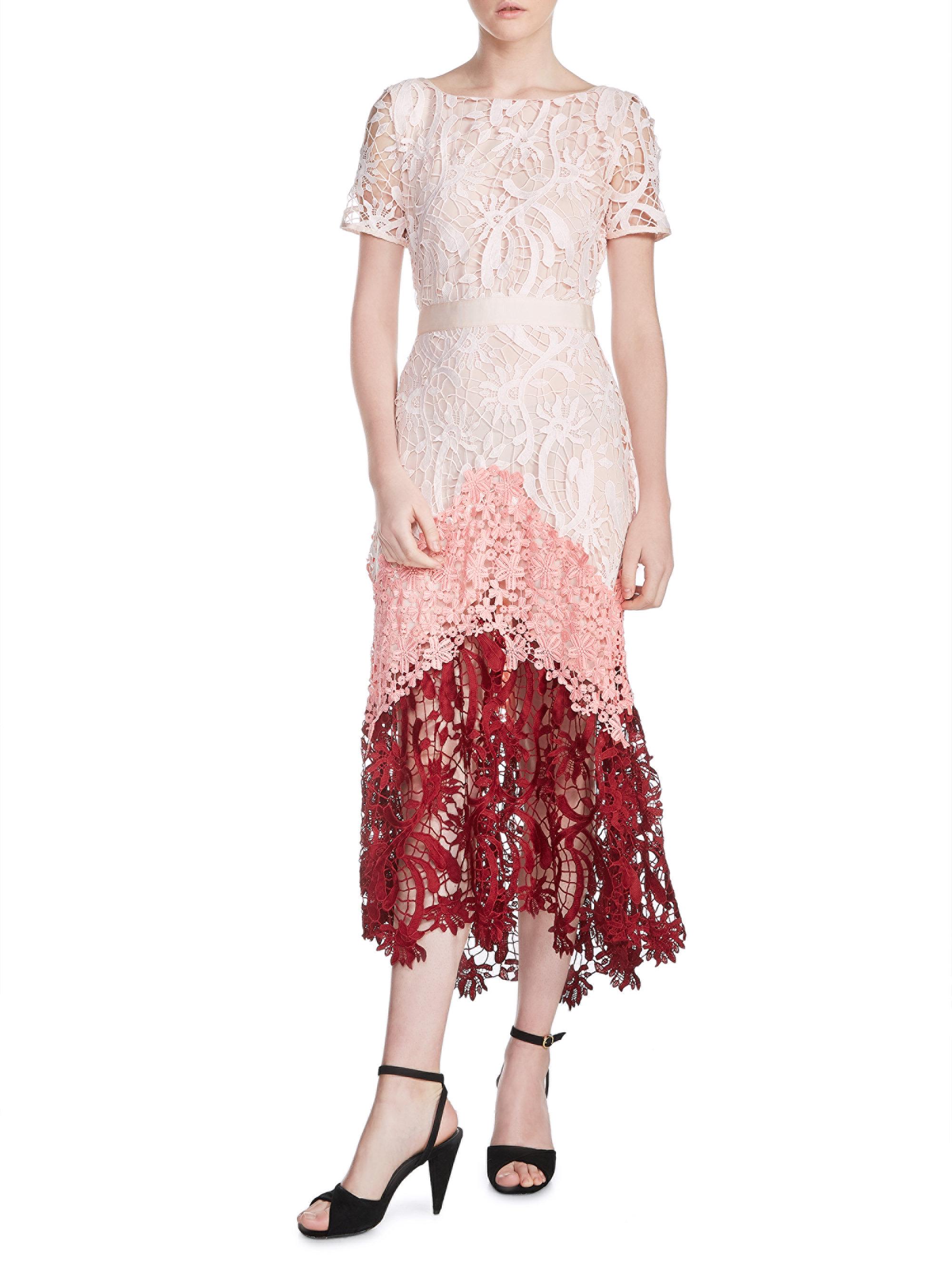 maje red lace dress