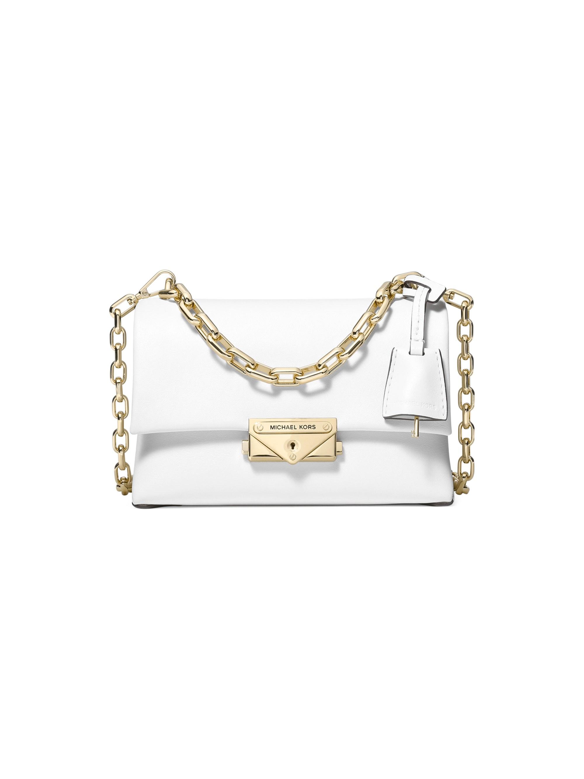 Michael Kors Extra-small Cece Chain Leather Crossbody Bag in White - Lyst