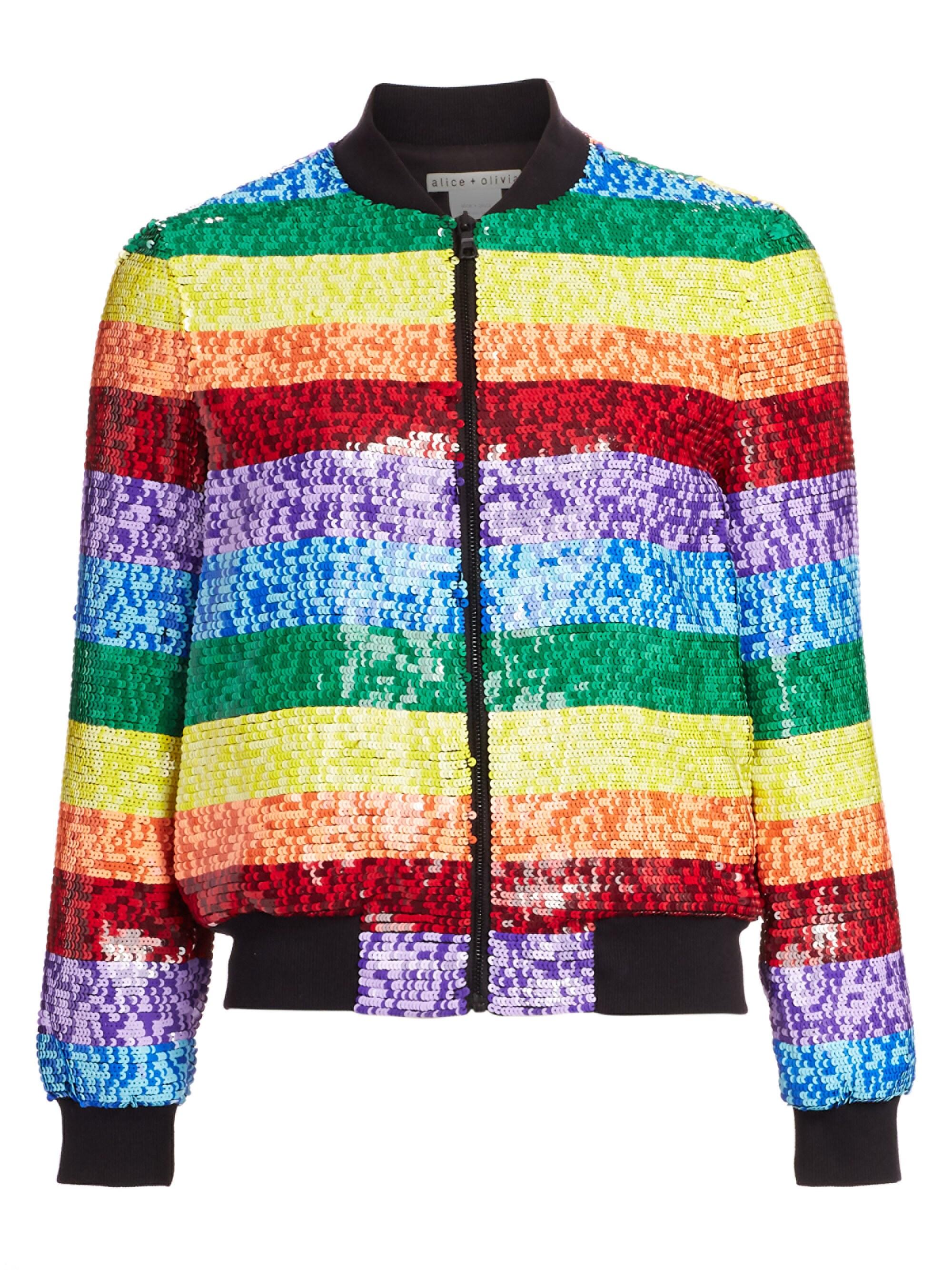 multicolor sequin bomber jacket
