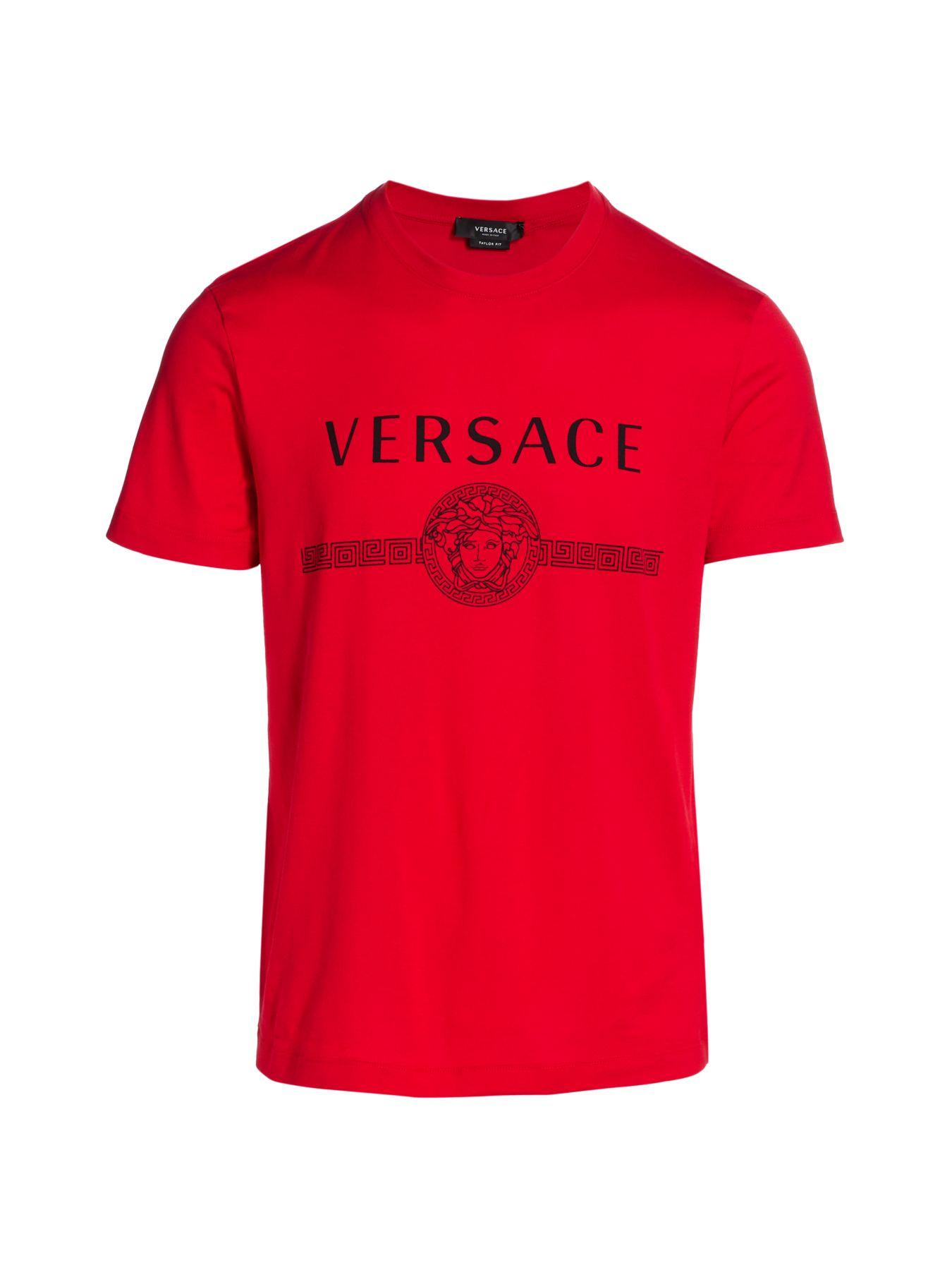 Versace Cotton Logo T-shirt in Red for Men - Lyst