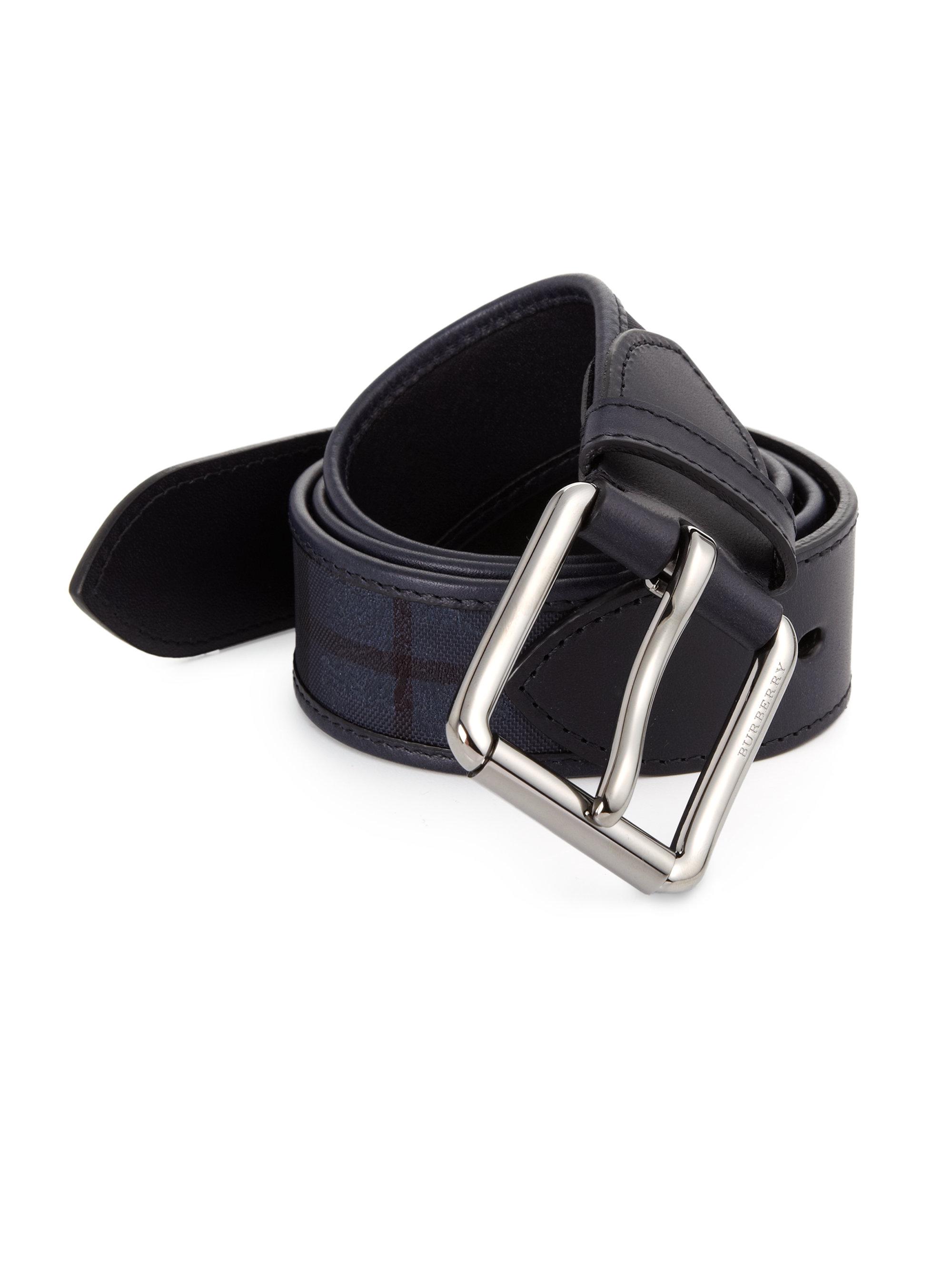 Lyst Burberry Signature Plaid Belt in Blue for Men