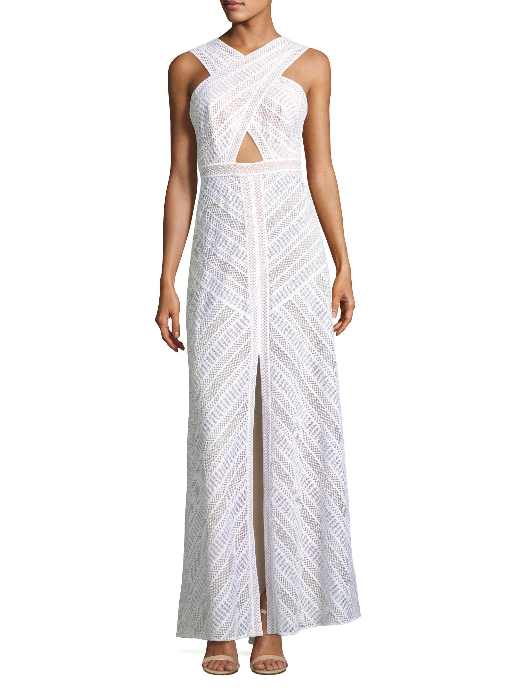 raissa striped lace halter gown