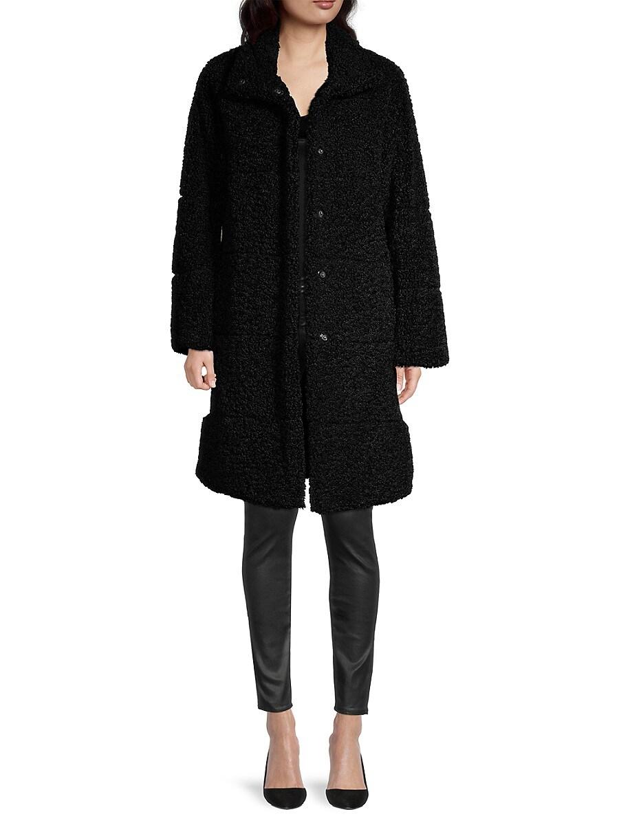Donna Karan Reversible Faux Shearling Puffer Coat in Black | Lyst