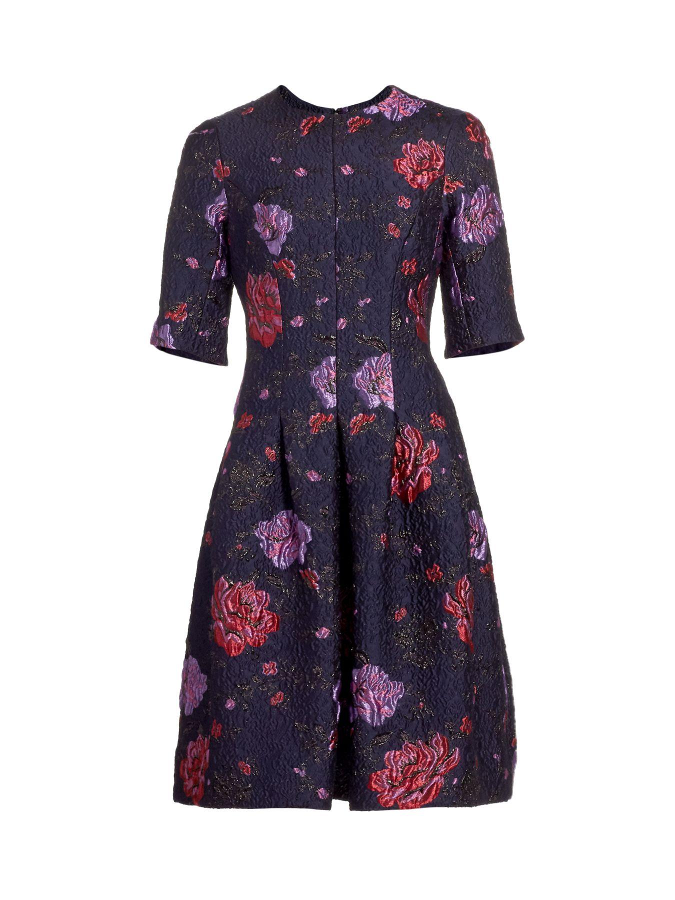 Teri Jon Synthetic Floral Jacquard Cocktail Dress in Navy (Blue) - Save ...