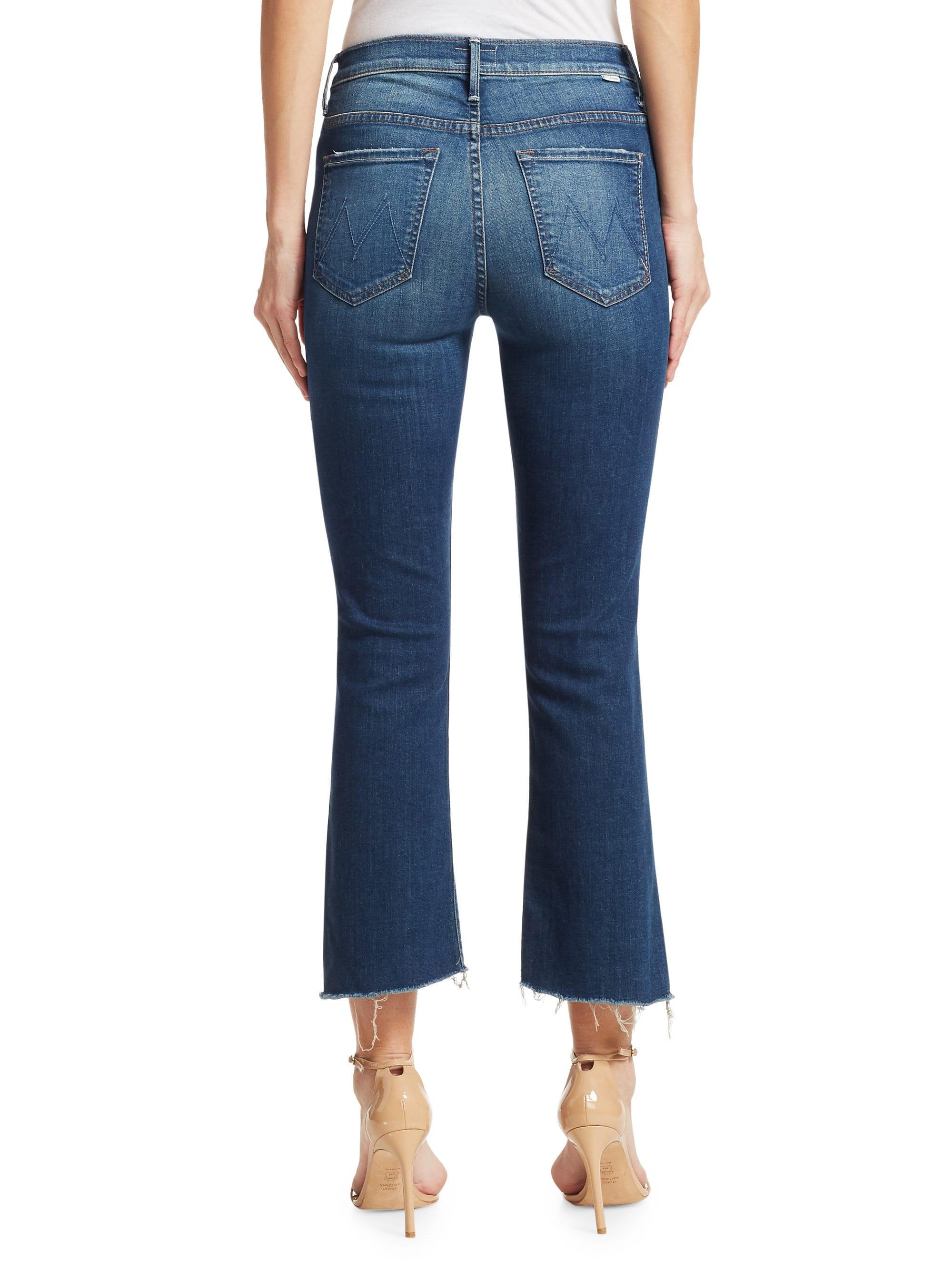 Mother Denim Insider Crop High-rise Frayed Step Hem Jeans in Blue - Lyst