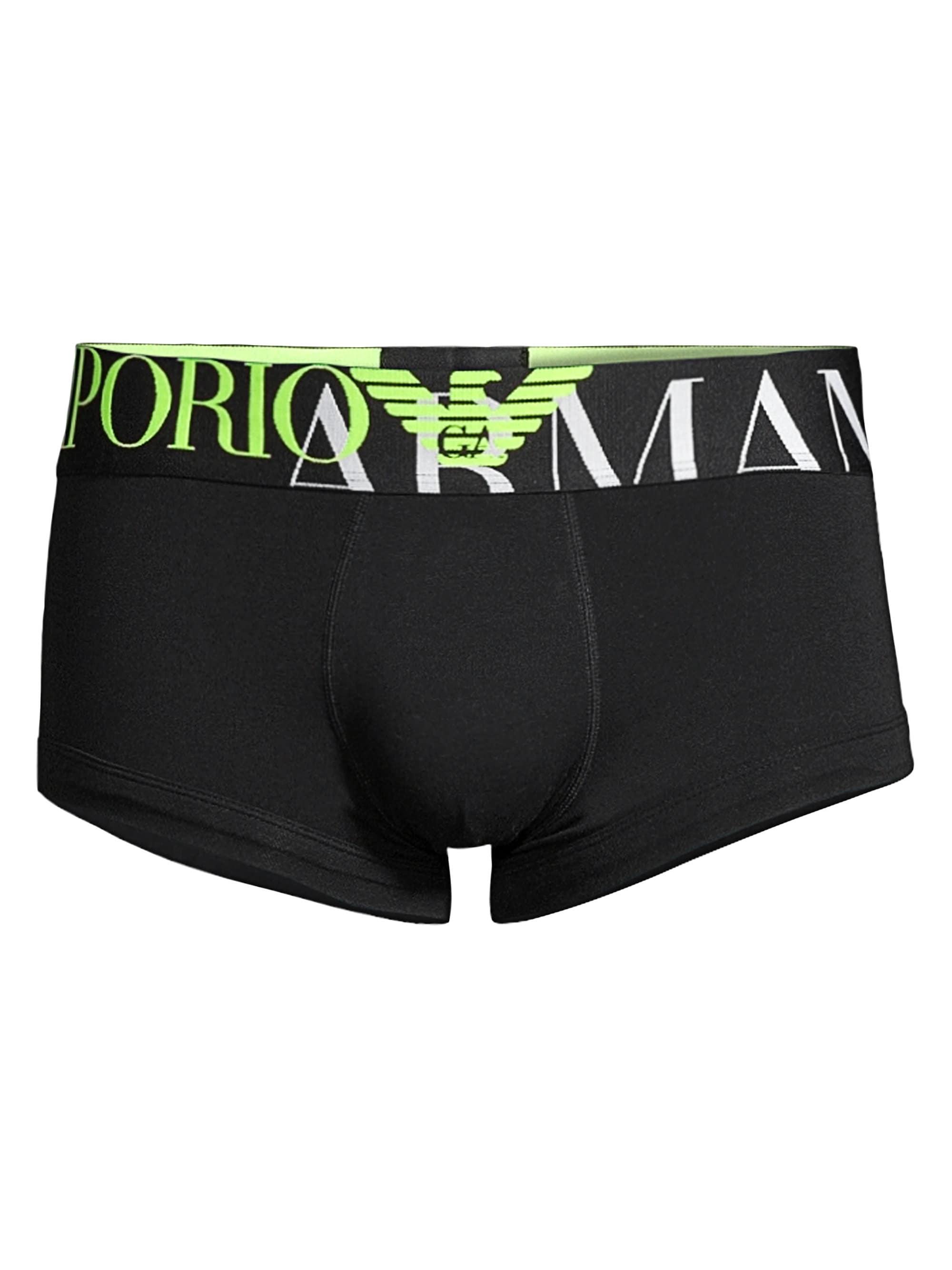 Emporio Armani Men's Megalogo Stretch Cotton Boxer Briefs Solid Black