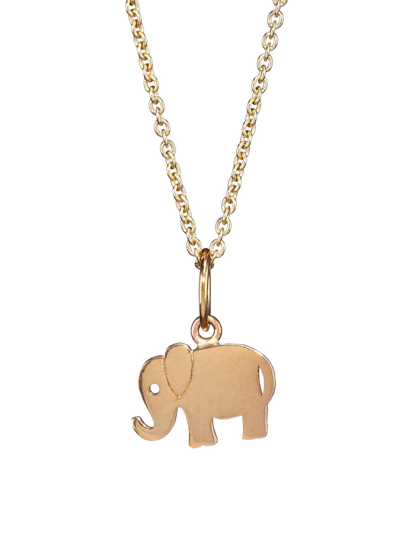 14k Yellow Gold Elephant Pendant Necklace