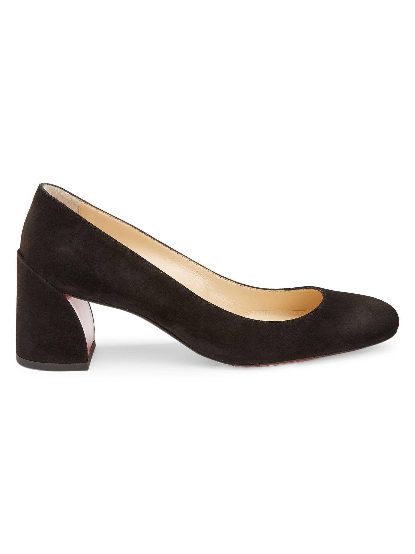 Christian Louboutin Miss Sab Blockheel Suede Pumps in Black Lyst