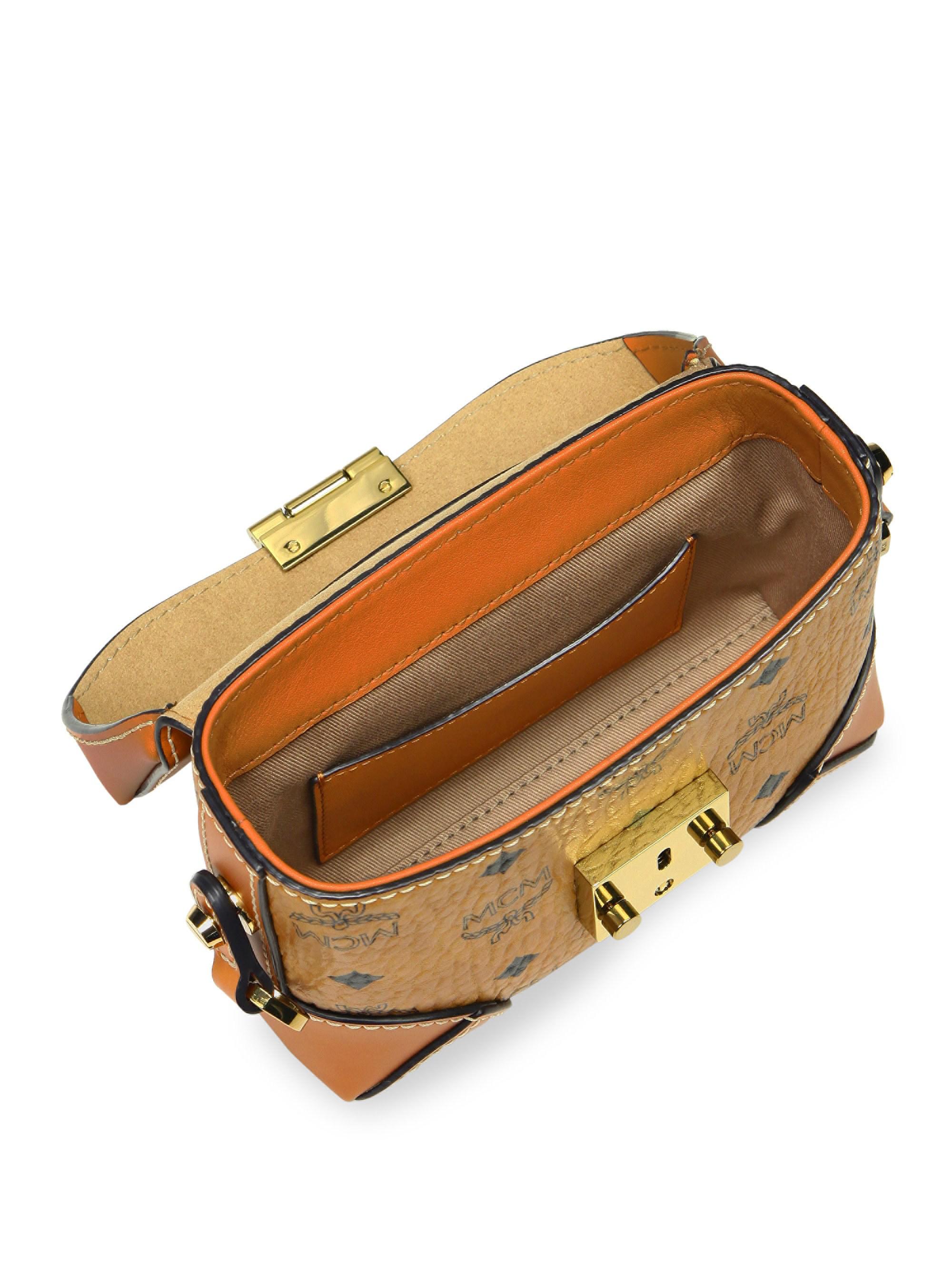 MCM Soft Berlin Visetos Small Belt Bag In Cognac Leather - Lyst