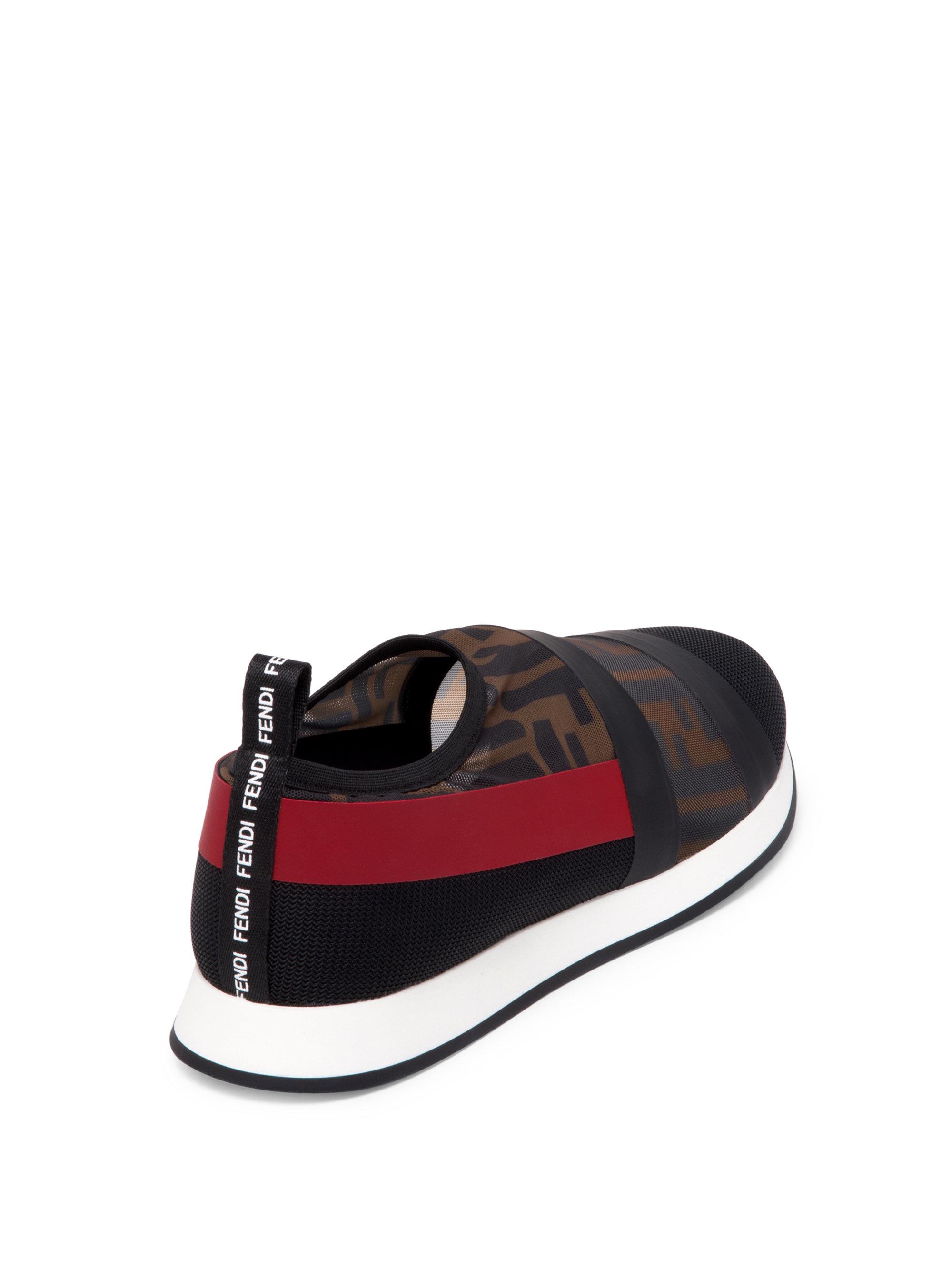 Fendi Logo Mesh Sneakers in Black - Lyst