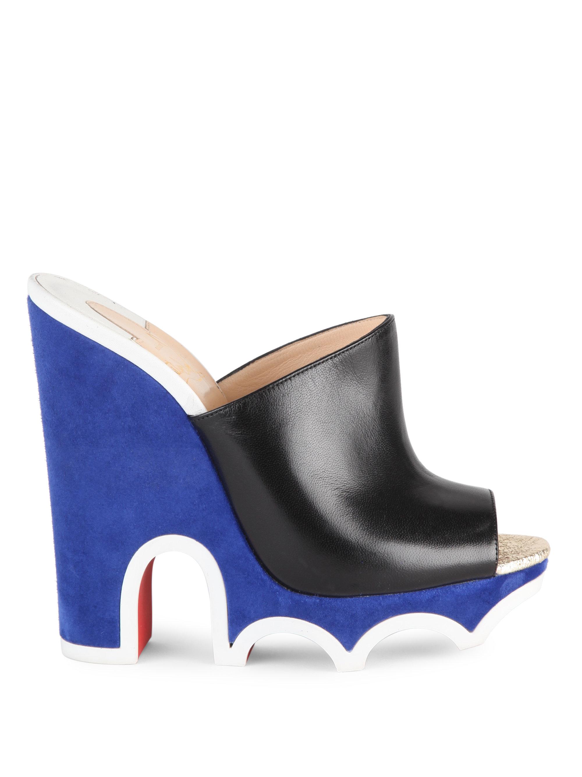 Christian Louboutin Mulacramp 140 Leather Wedge Mules - Lyst