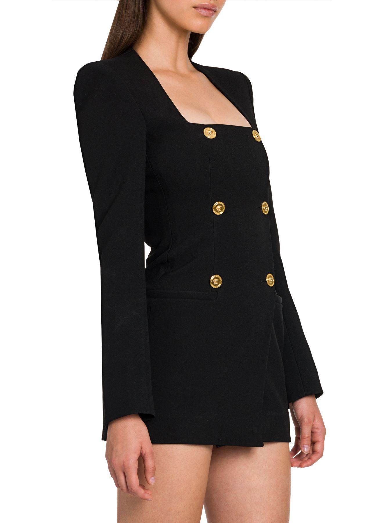 Versace Silk Double Breasted Shoulder Pad Jacket in Nero (Black) Lyst