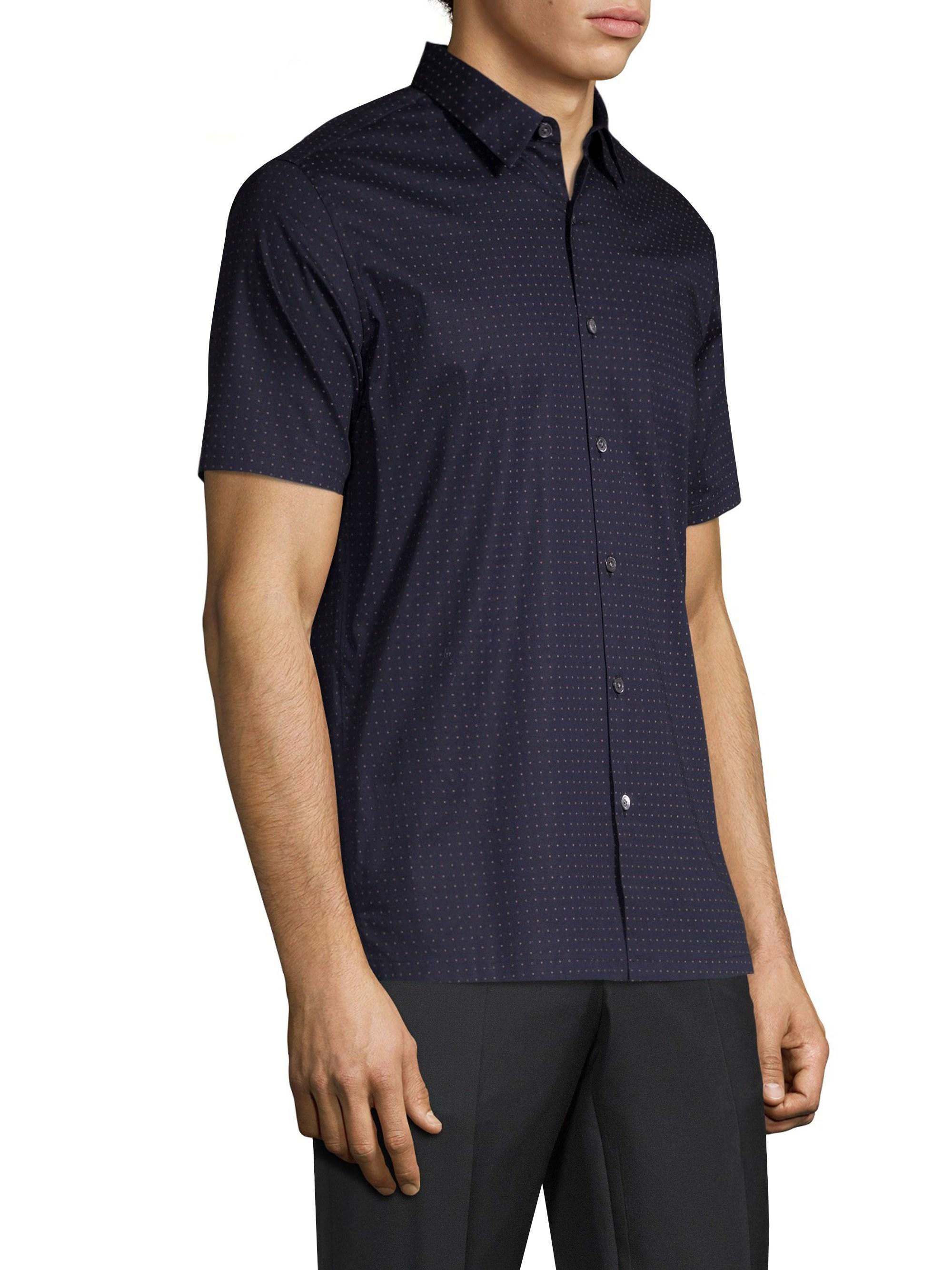 Theory Mens Irving Long Sleve Sphere Printed Woven