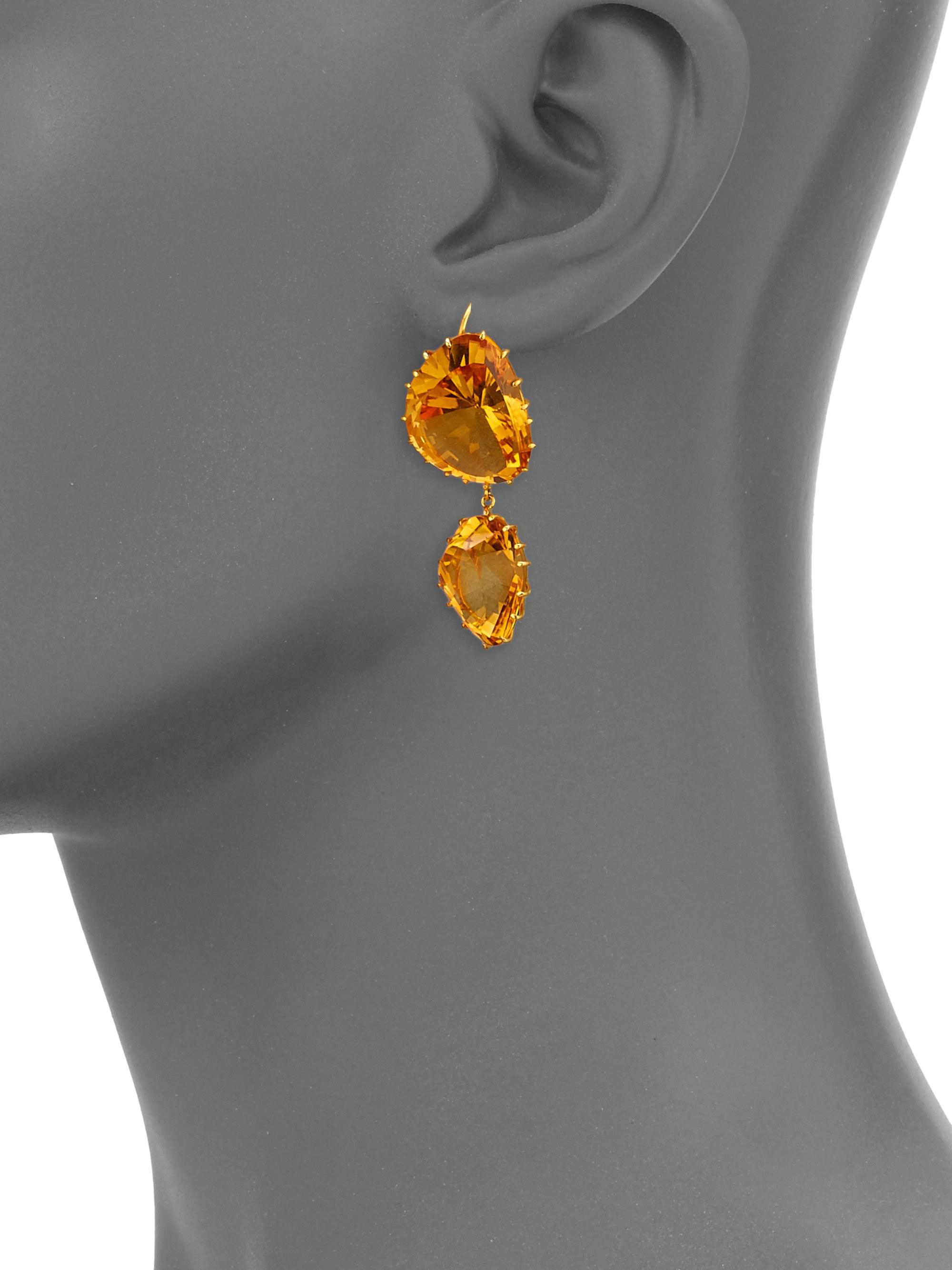 Lyst Renee Lewis 18k Yellow Gold Citrine Earrings In Metallic Gold Citrine Earrings Lyst View Fullscreen